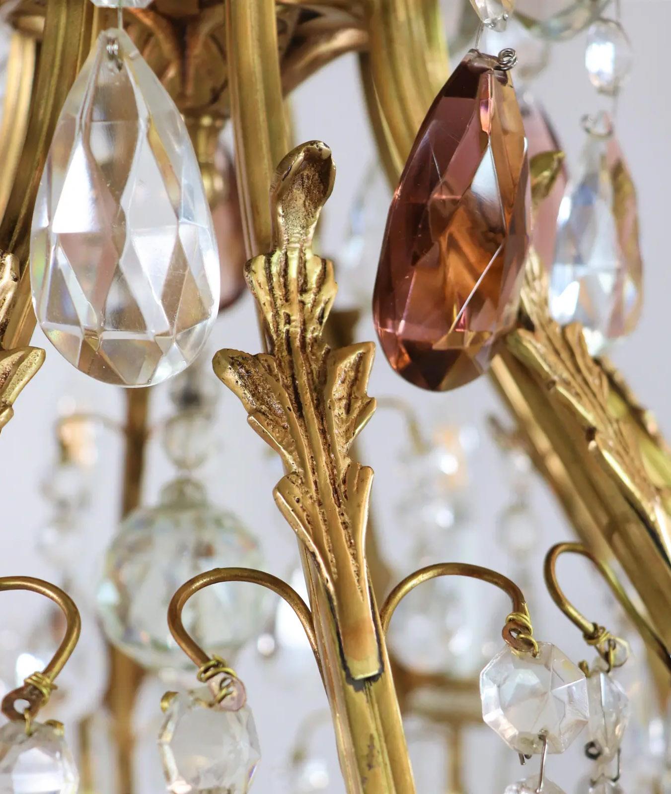 Early 20th Century Louis XV Style Crystal Birdcage Chandelier In Good Condition In Chicago, IL