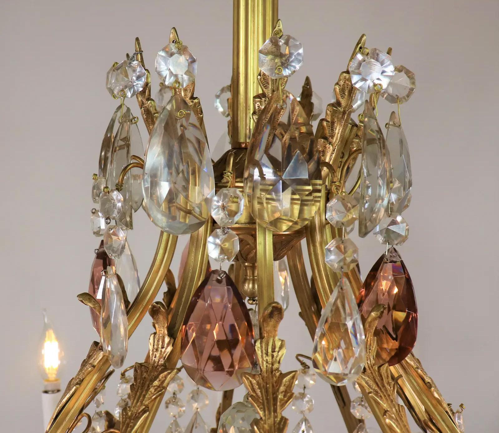 Early 20th Century Louis XV Style Crystal Birdcage Chandelier 3