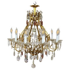 Antique Early 20th Century Louis XV Style Crystal Birdcage Chandelier