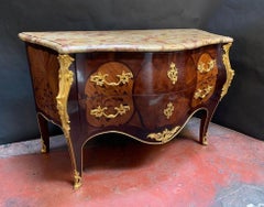Frühes 20. Jahrhundert Louis XV Stil Vergoldete Bronze Intarsien Kommode