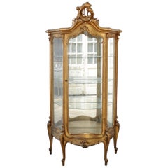 Early 20th Century Louis XV Style Giltwood Carved Vitrine Display