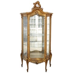 Early 20th Century Louis XV Style Giltwood Carved Vitrine Display