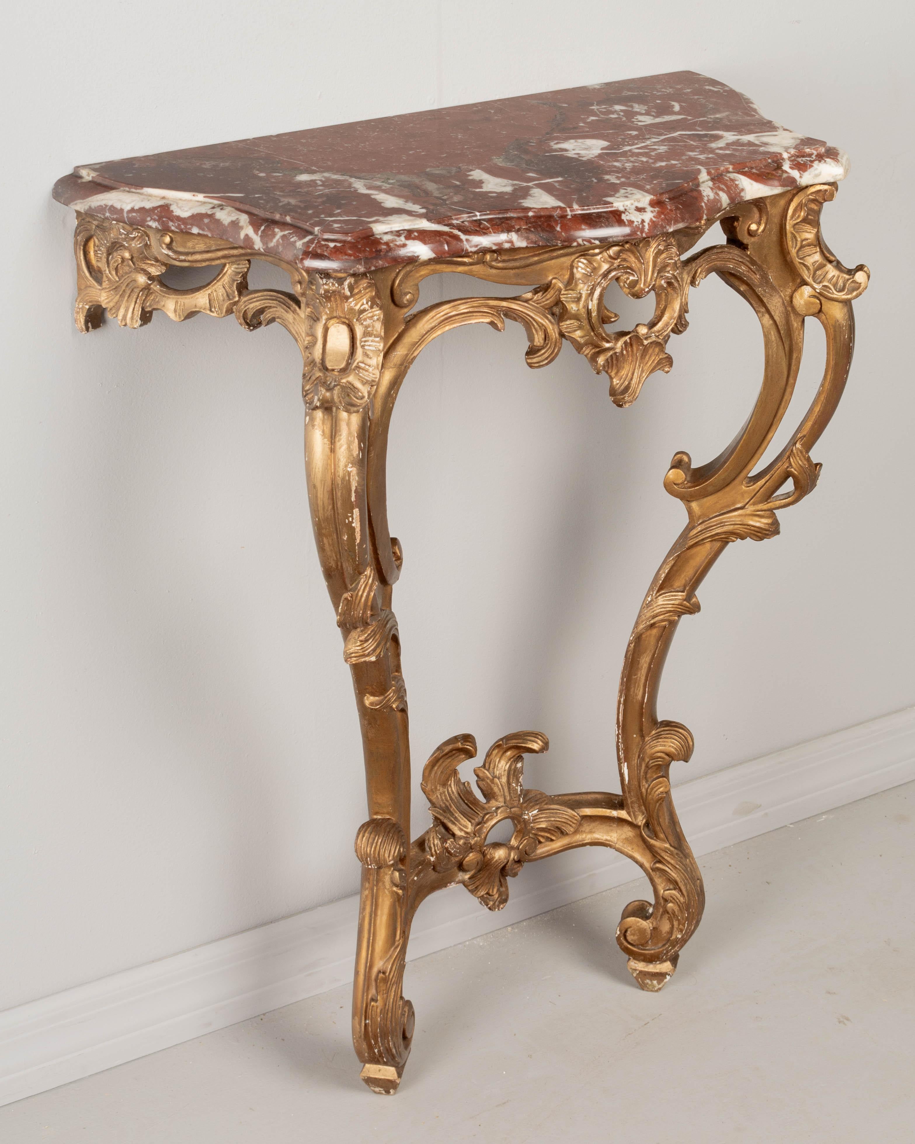 French Early 20th Century Louis XV Style Marble Top Console For Sale
