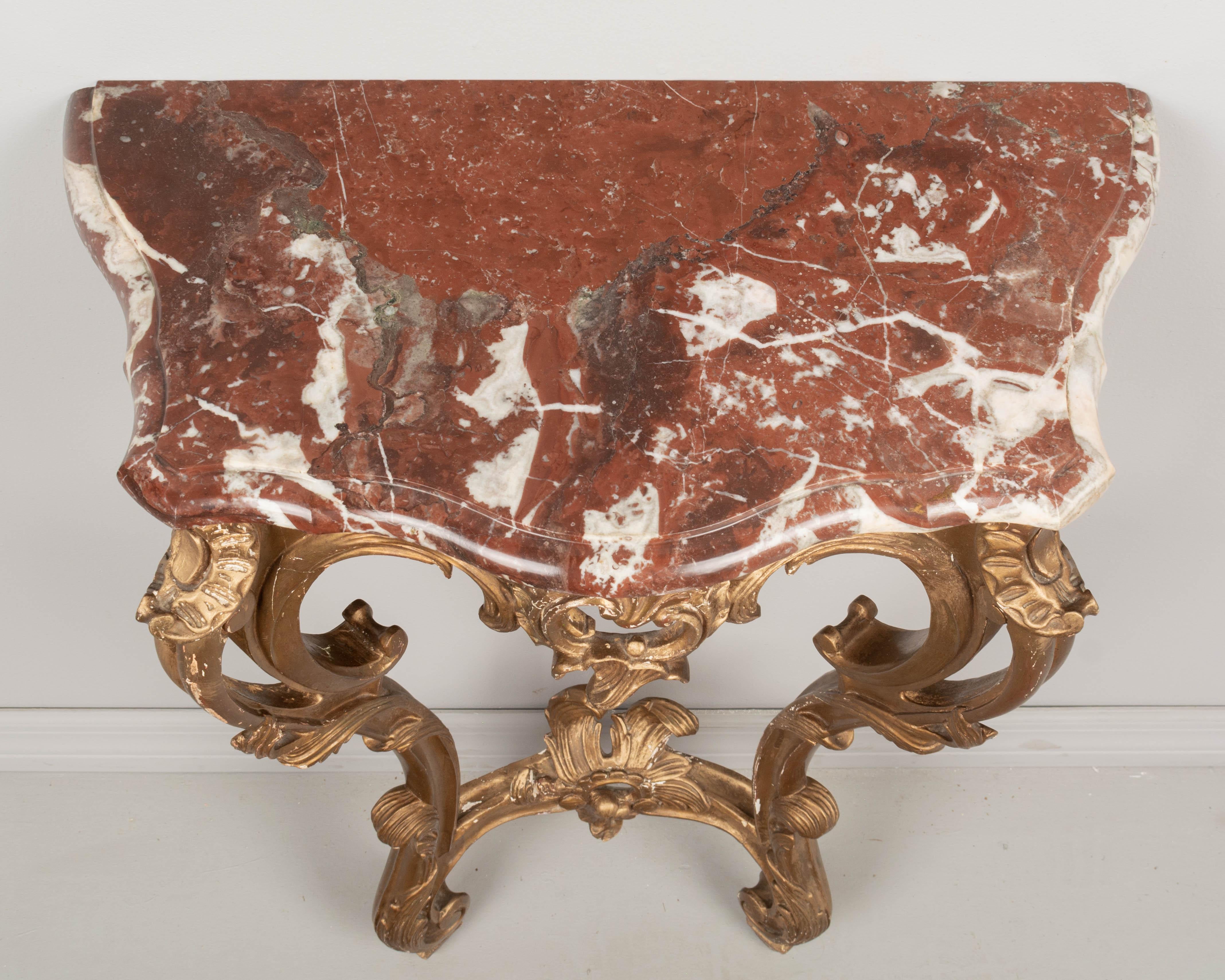 Early 20th Century Louis XV Style Marble Top Console In Good Condition For Sale In Winter Park, FL