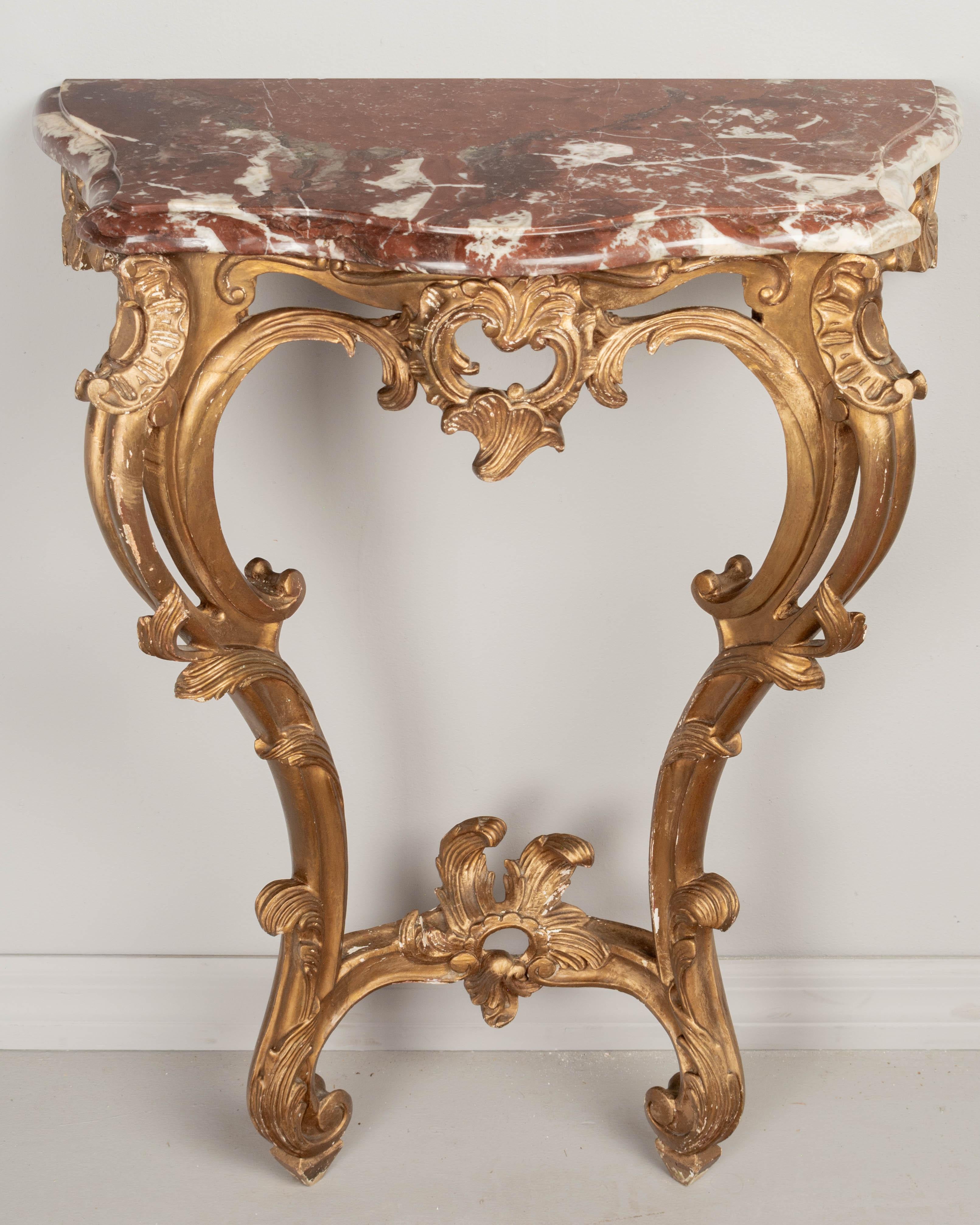 Early 20th Century Louis XV Style Marble Top Console For Sale 2