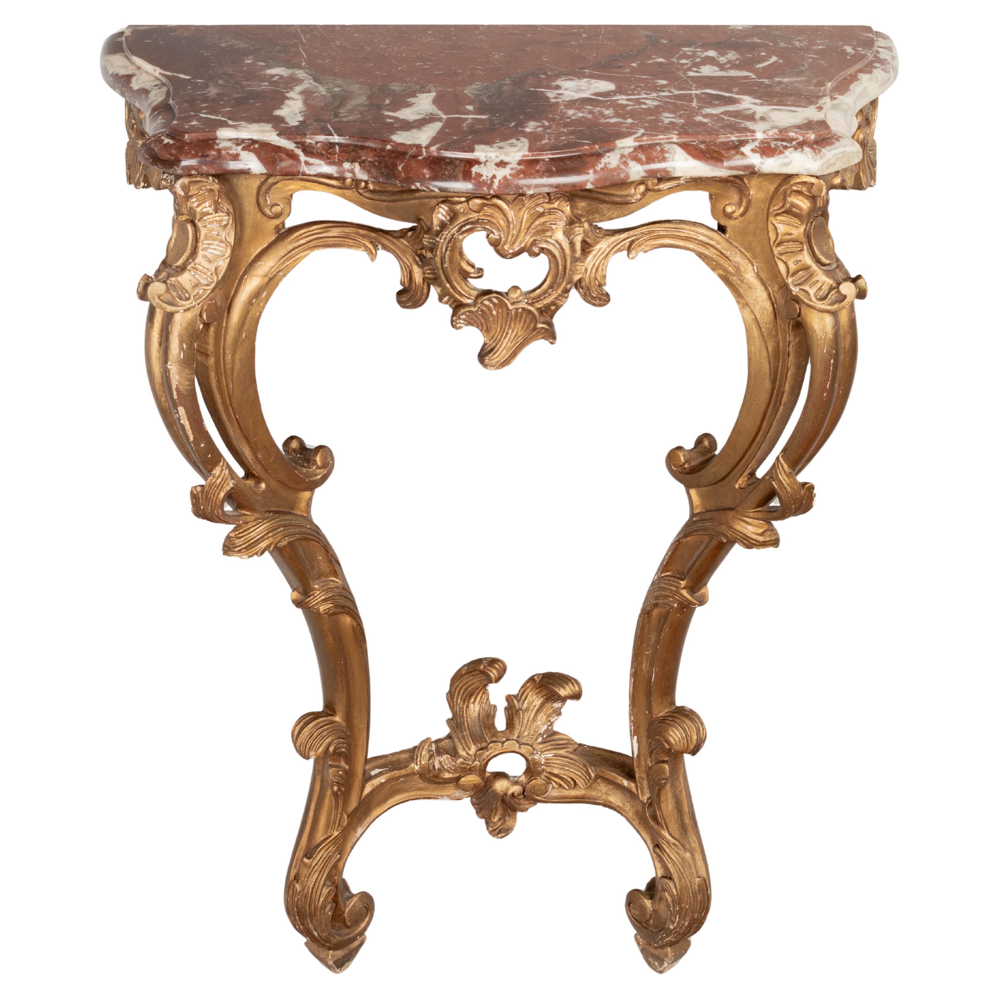 Early 20th Century Louis XV Style Marble Top Console