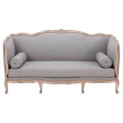 Early 20th Century Louis XV Style Painted Patina Newly Upholstered Arm Sofa