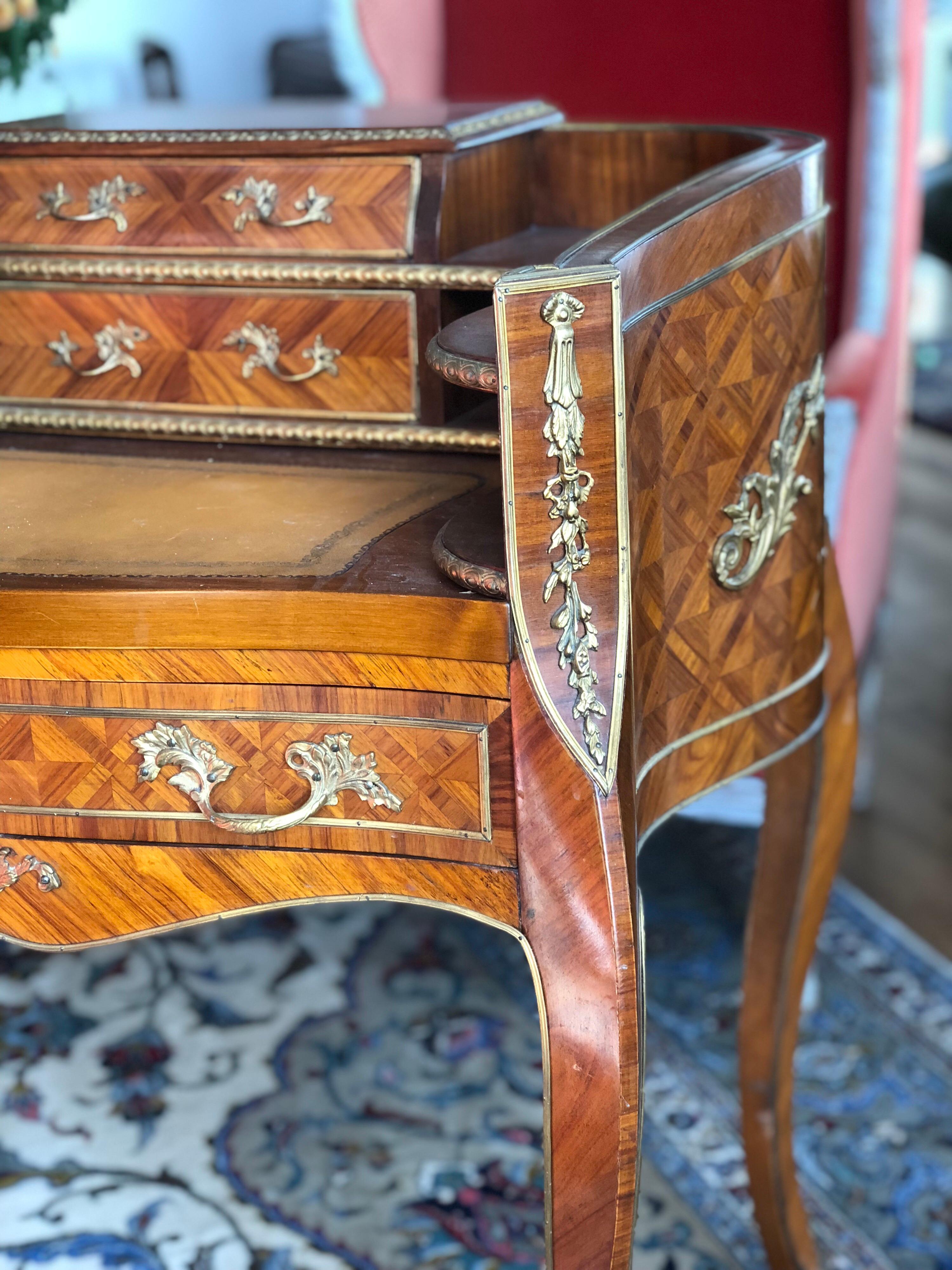 Early 20th Century French Louis XV Style Rosewood Inlaid Ladies Secretary For Sale 2