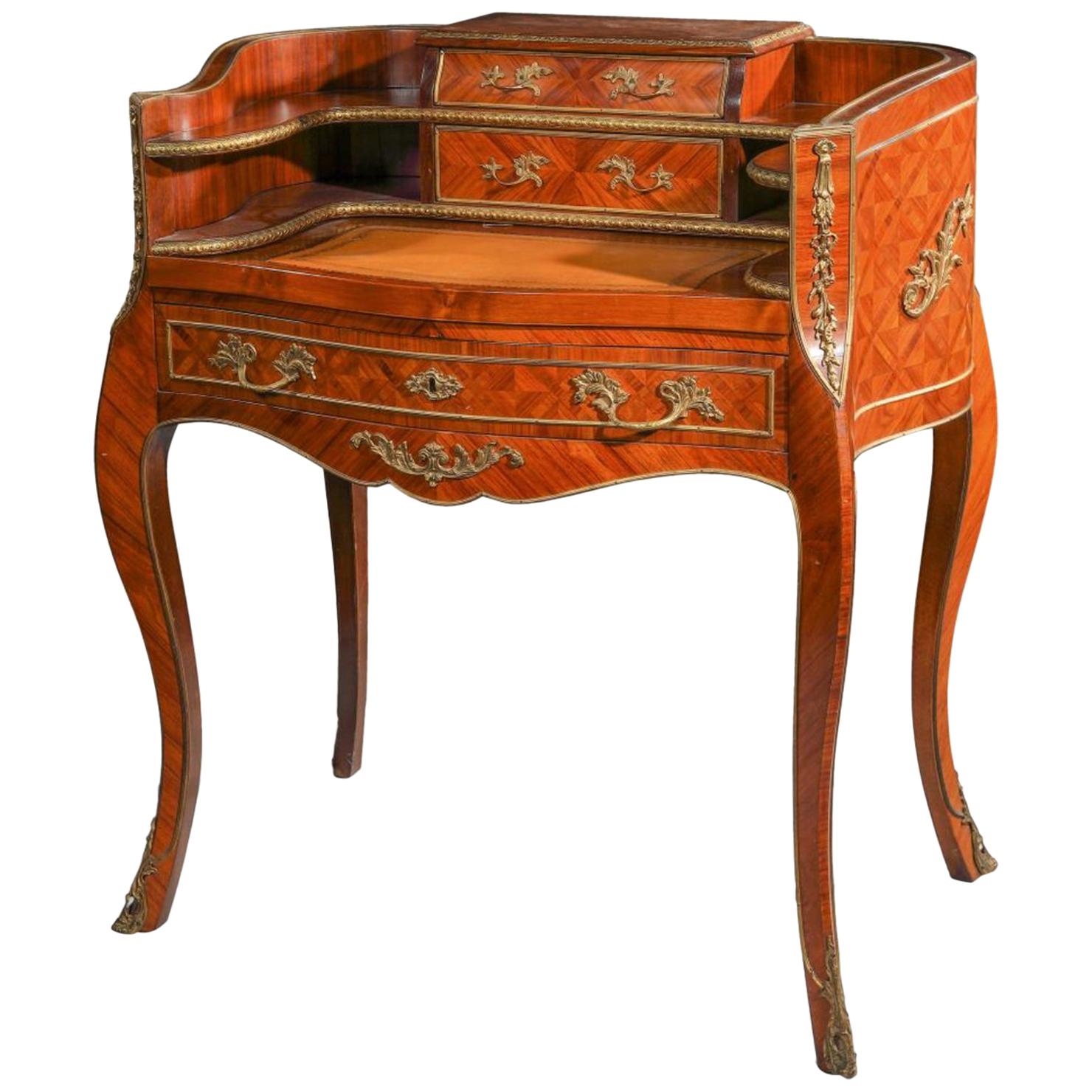 Early 20th Century French Louis XV Style Rosewood Inlaid Ladies Secretary For Sale