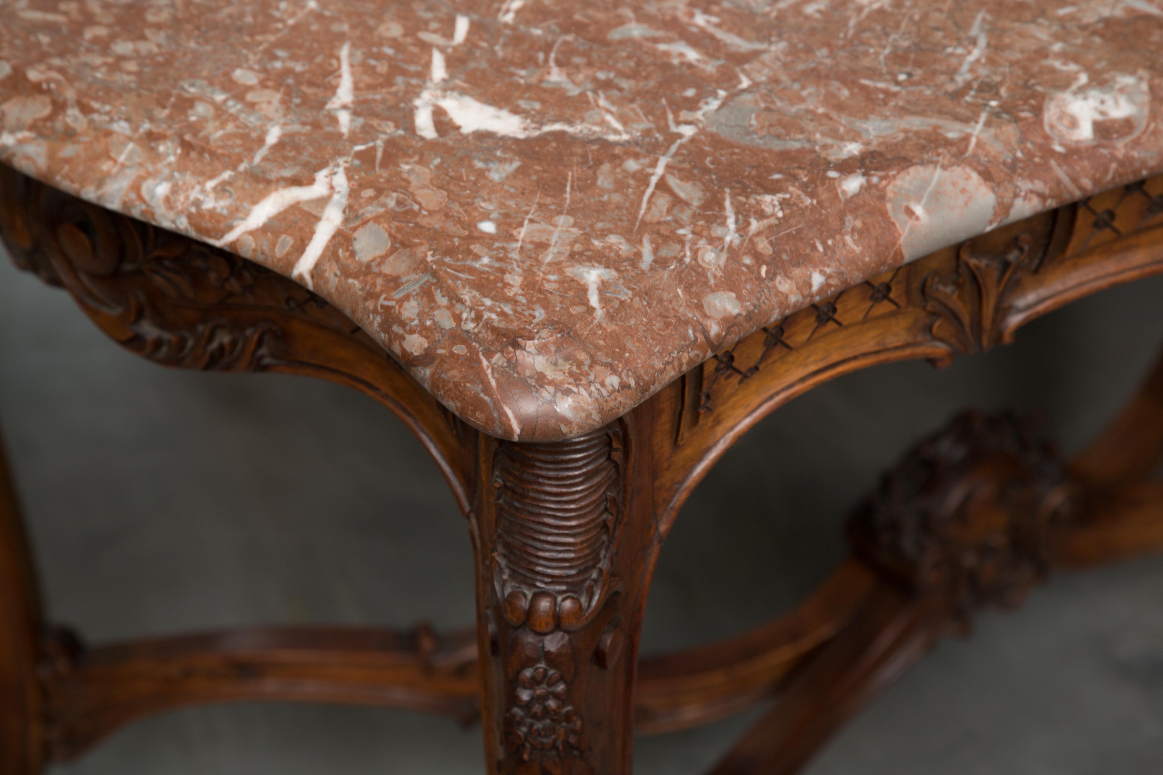 Early 20th Century Louis XV Style Walnut Centre Table with Marble Top 3