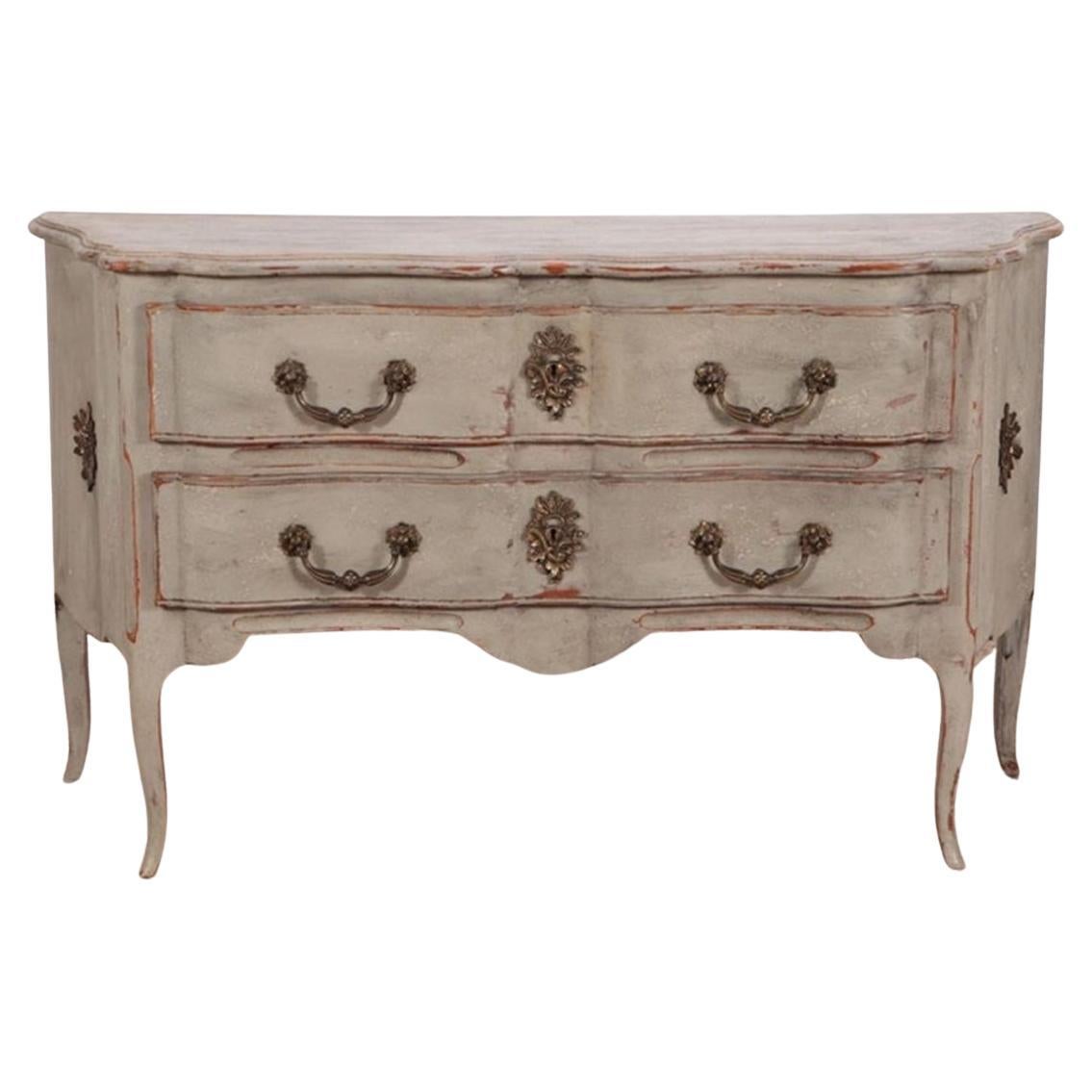 Early 20th Century Louis XV Style White Painted French Two Drawer Commode For Sale