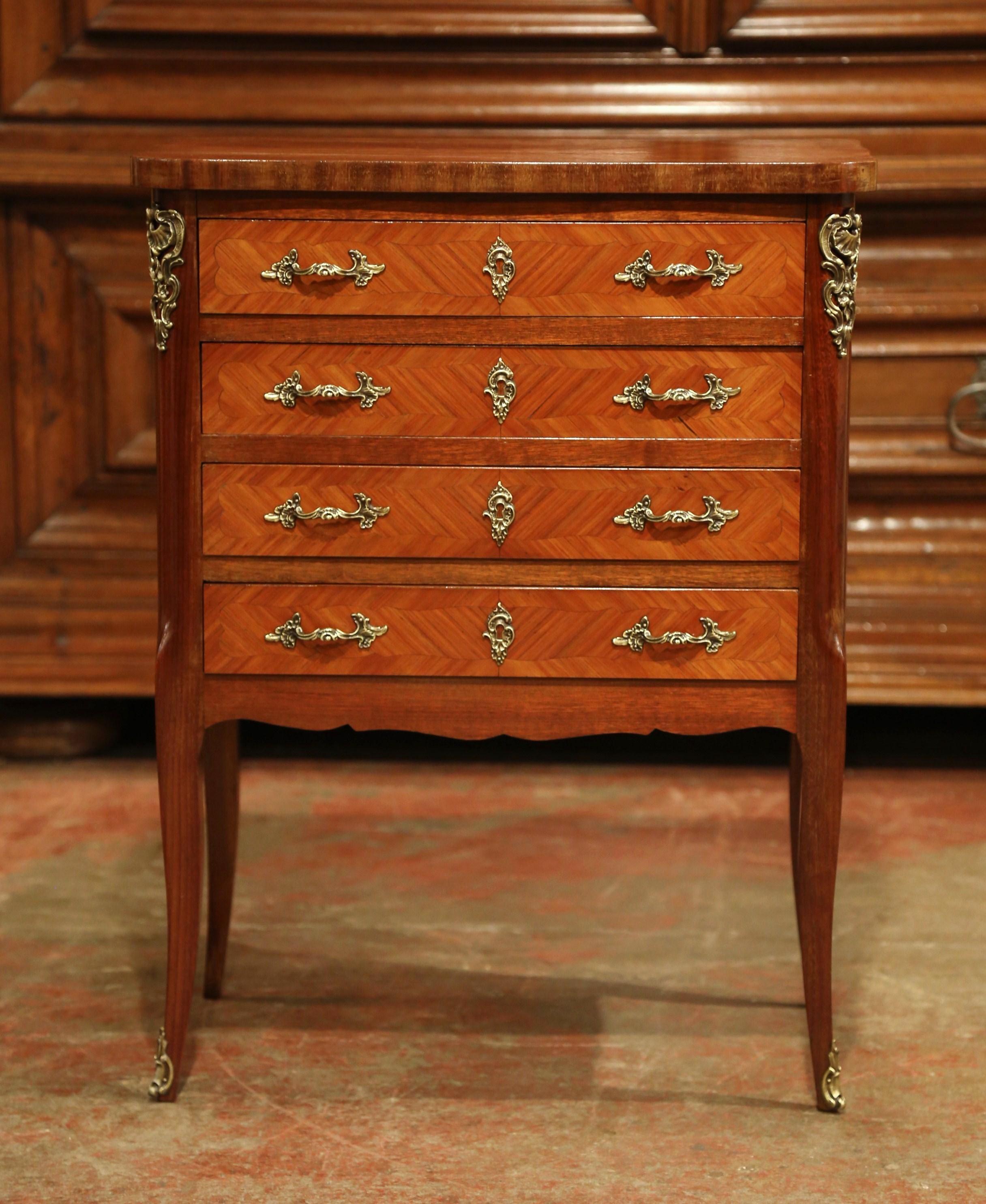 Early 20th Century Louis XV Walnut Marquetry Chest with Silverware, 145 Pieces 4