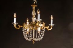 Early 20th Century Louis XVI Bronze and Crystal Chandelier