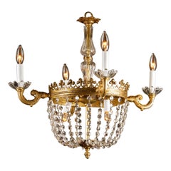 Early 20th Century Louis XVI Bronze and Crystal Chandelier