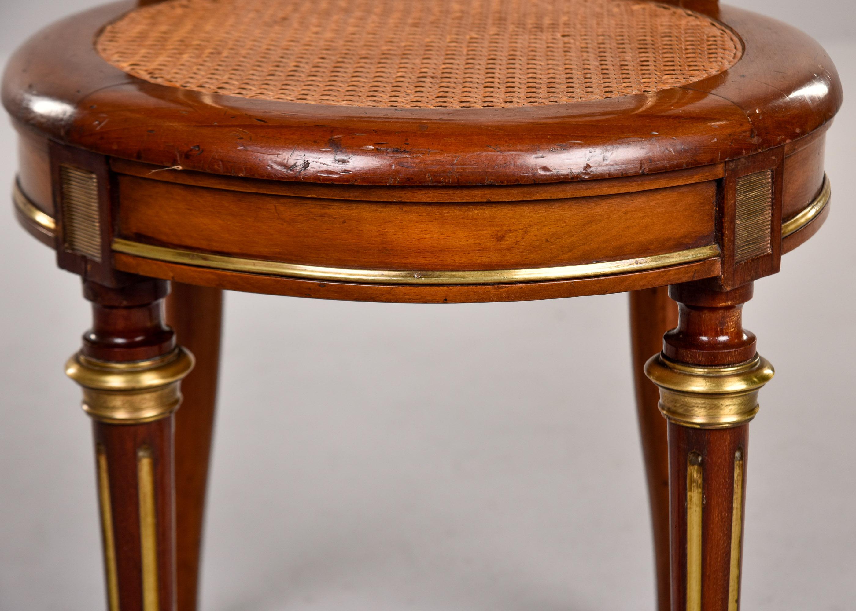 Early 20th Century Louis XVI Cane Chair with Brass Detailing 9