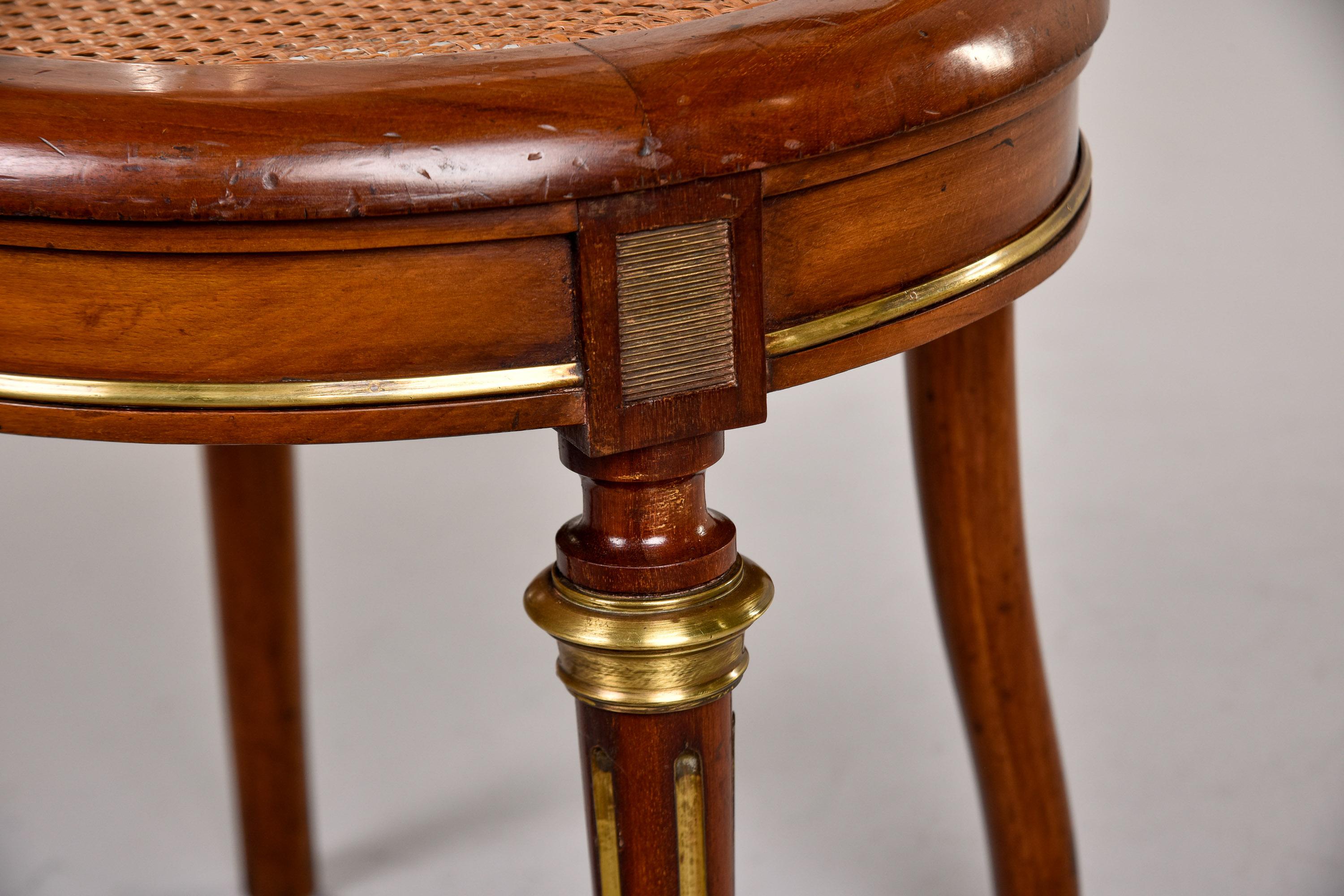 Early 20th Century Louis XVI Cane Chair with Brass Detailing 2
