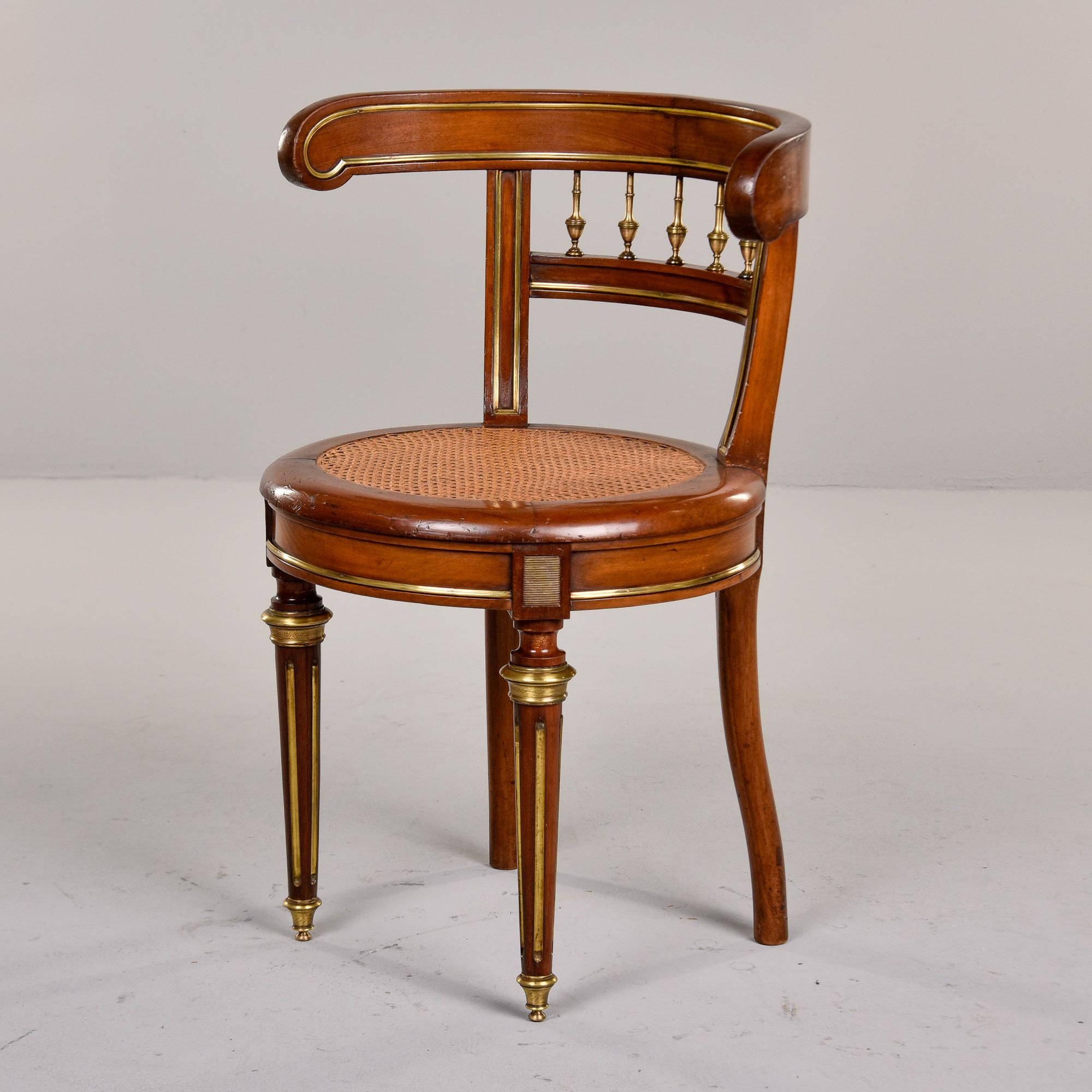 Early 20th Century Louis XVI Cane Chair with Brass Detailing 3