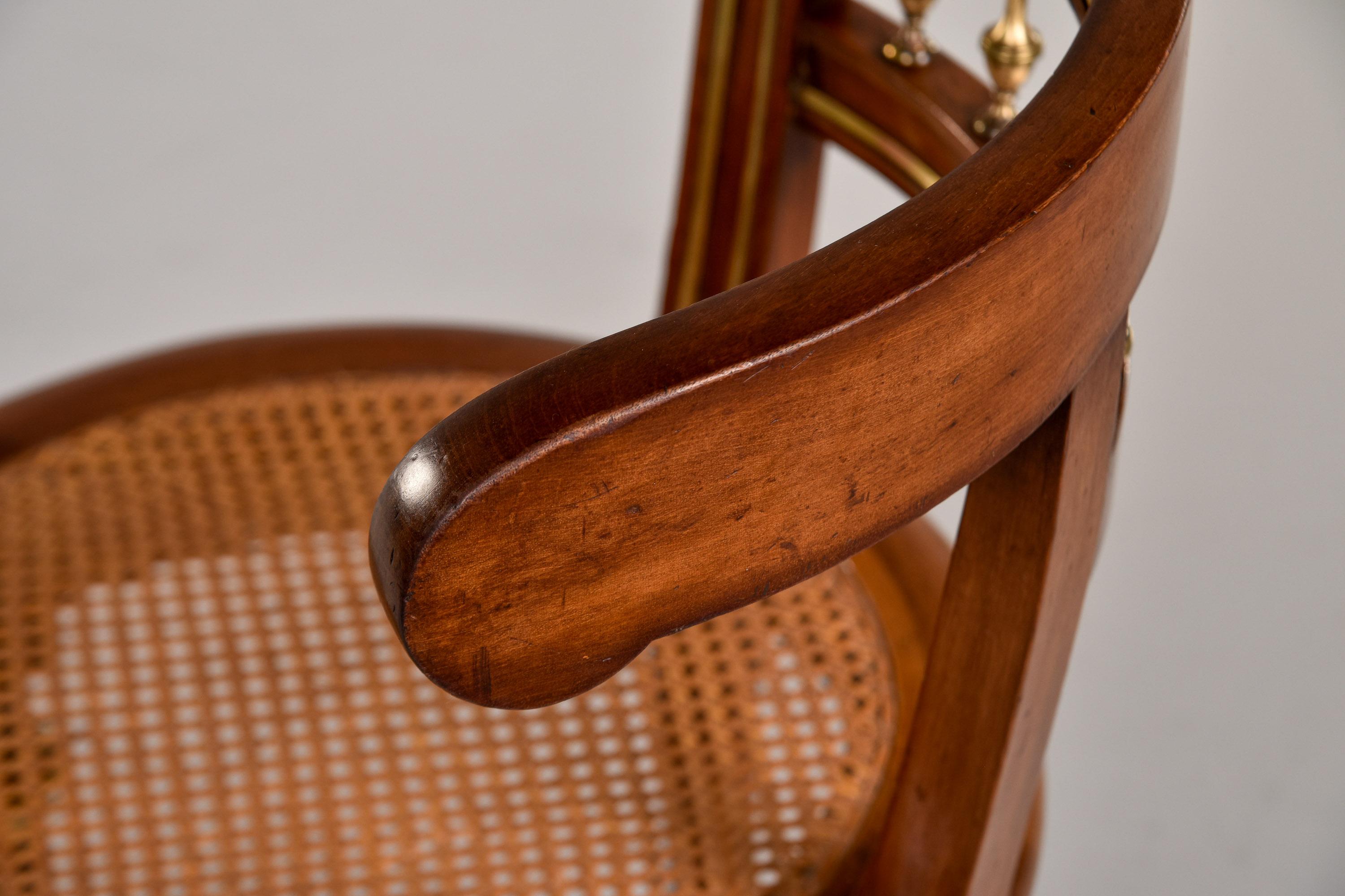 Early 20th Century Louis XVI Cane Chair with Brass Detailing 4