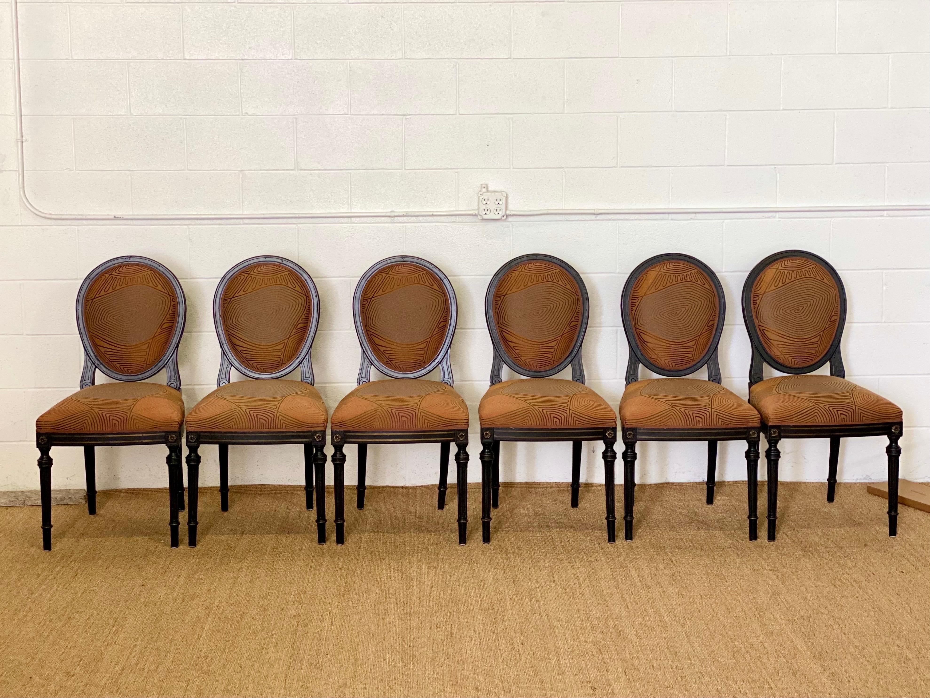 French Early 20th Century Louis XVI Reupholstered Round Back Dining Chairs – Set of 6 For Sale
