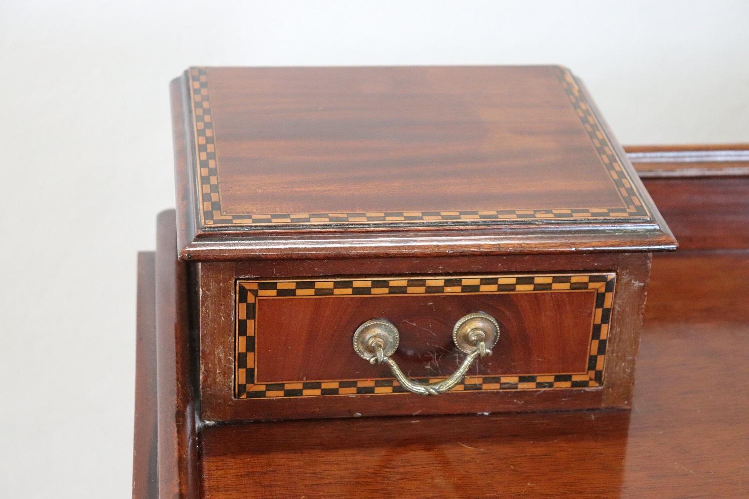 French Early 20th Century Louis XVI Style Inlaid Mahogany Writing Desk