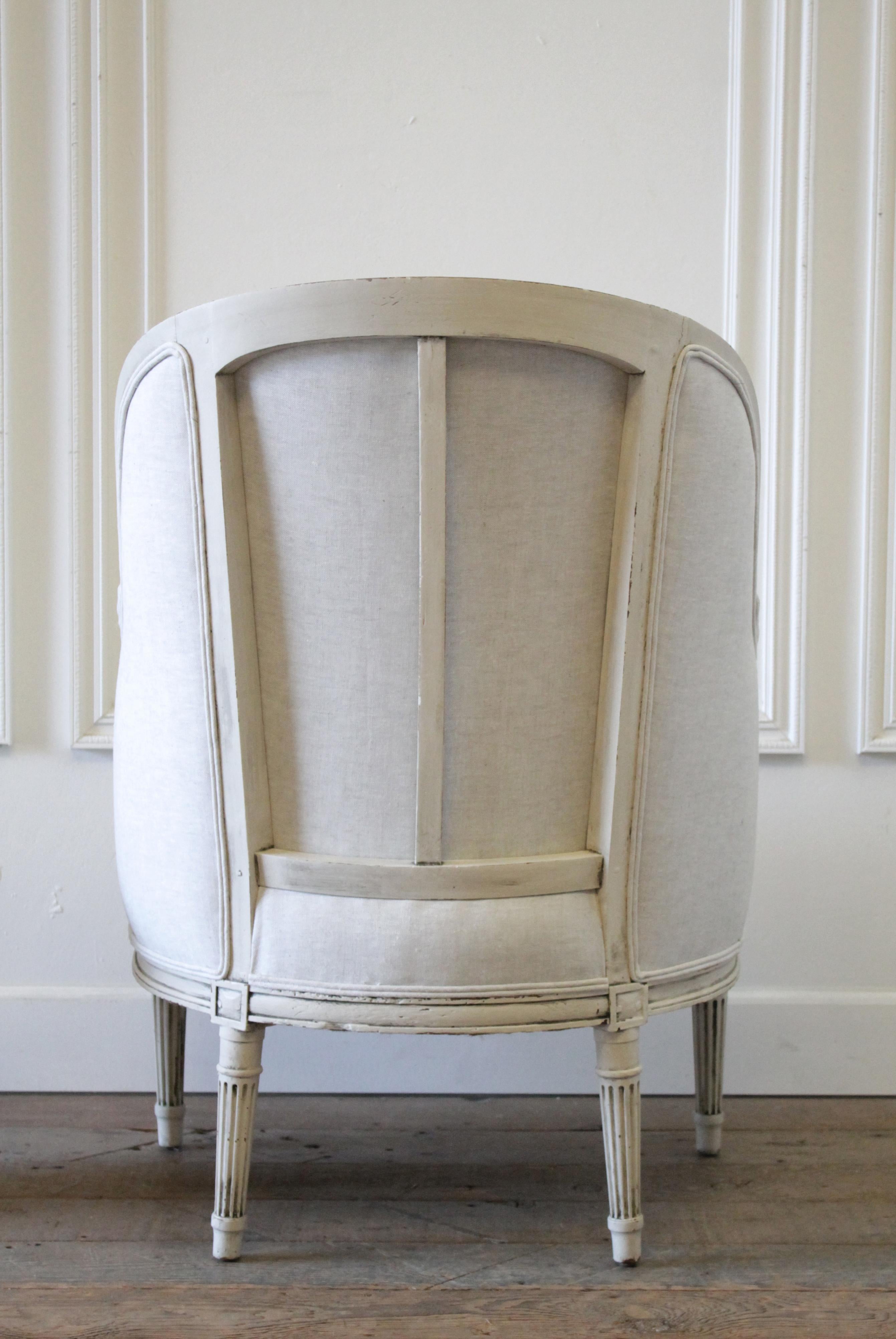 Early 20th Century Louis XVI Style Painted Bergère Chair 9