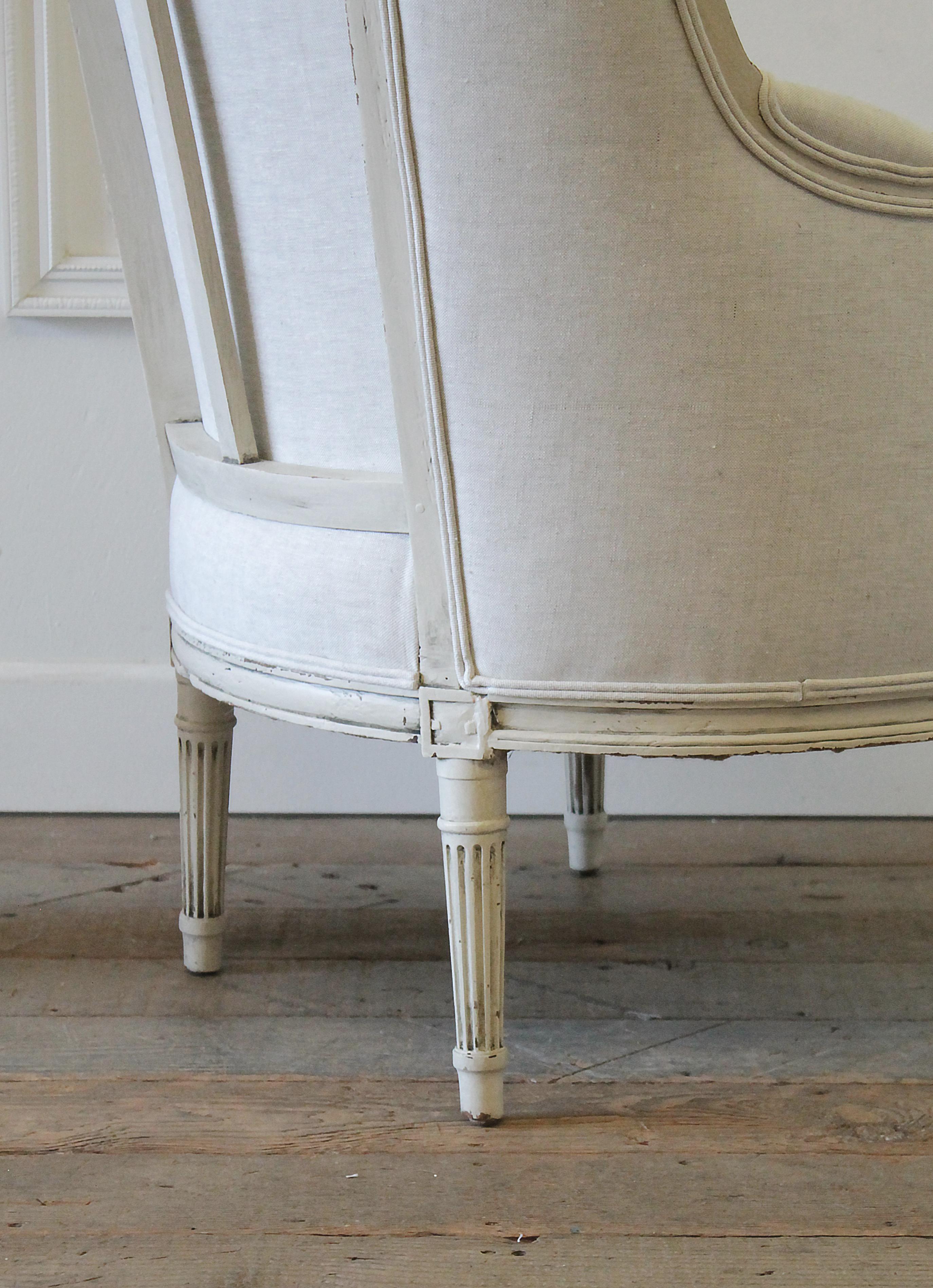 Early 20th Century Louis XVI Style Painted Bergère Chair 10
