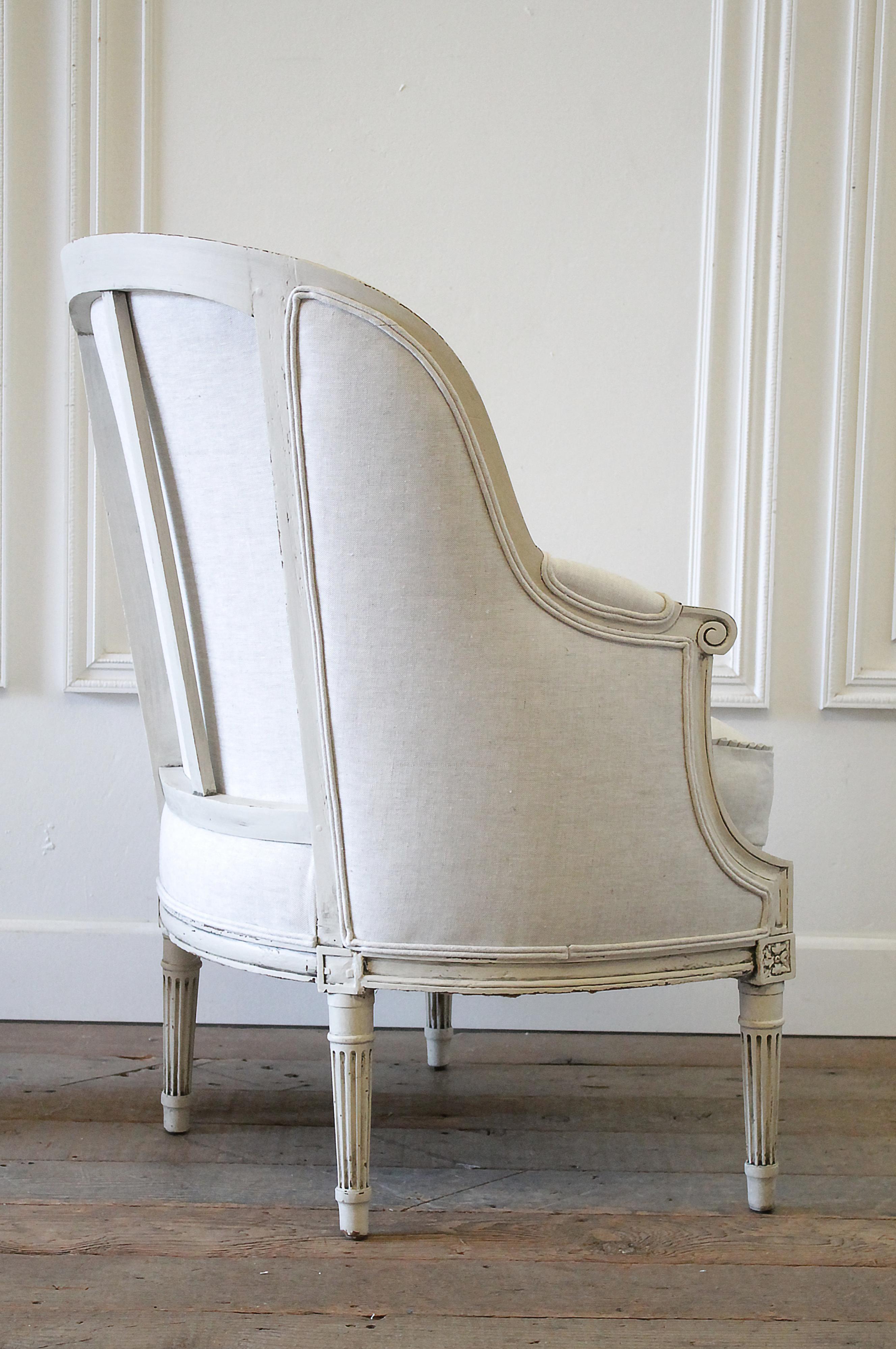 Early 20th Century Louis XVI Style Painted Bergère Chair 11
