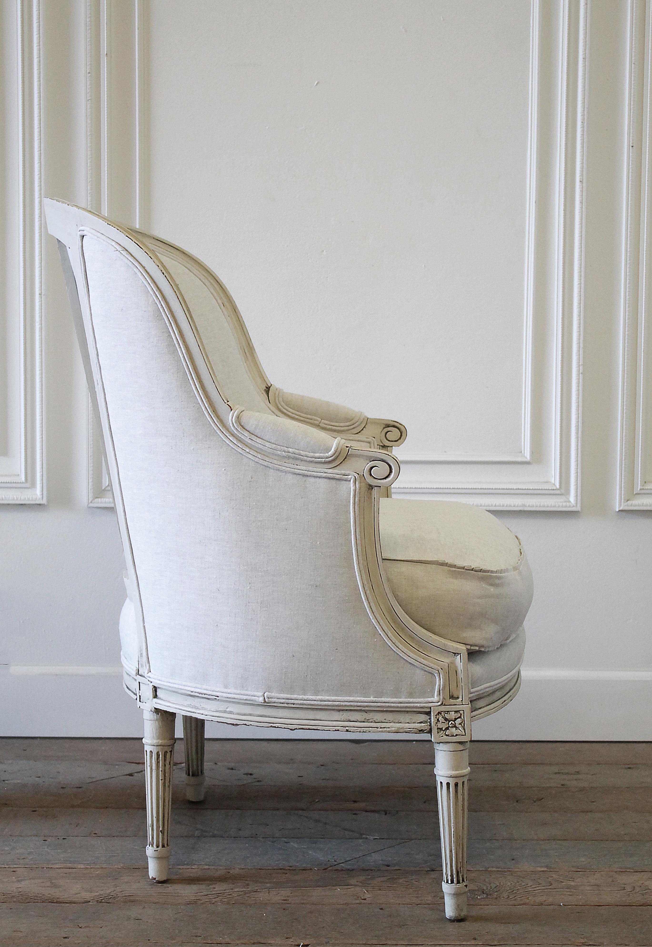 Early 20th Century Louis XVI Style Painted Bergère Chair 12