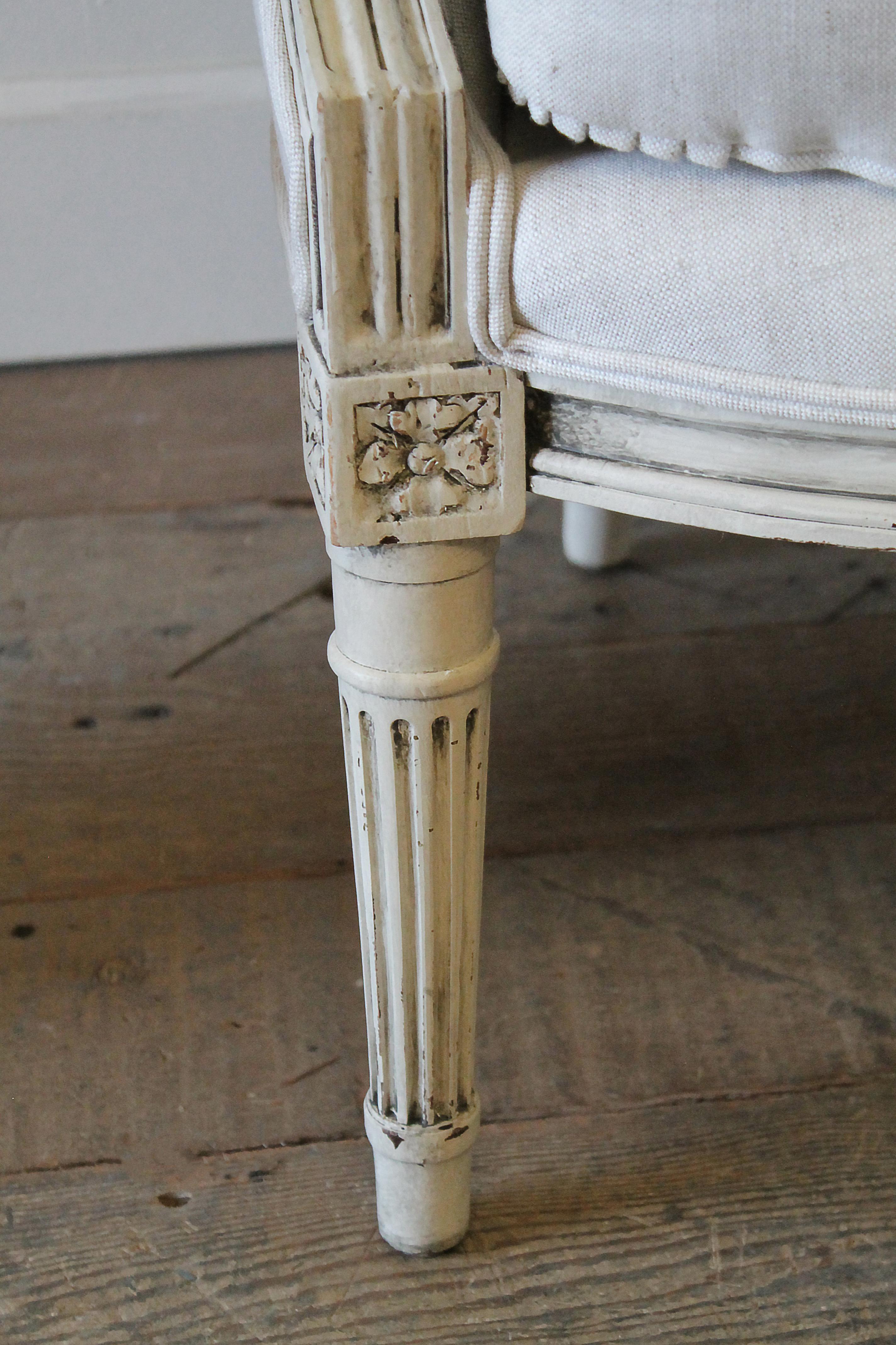 Early 20th Century Louis XVI Style Painted Bergère Chair 5