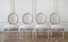 Early 20th Century Louis XVI Style Upholstered and Cane Back Dining Chairs