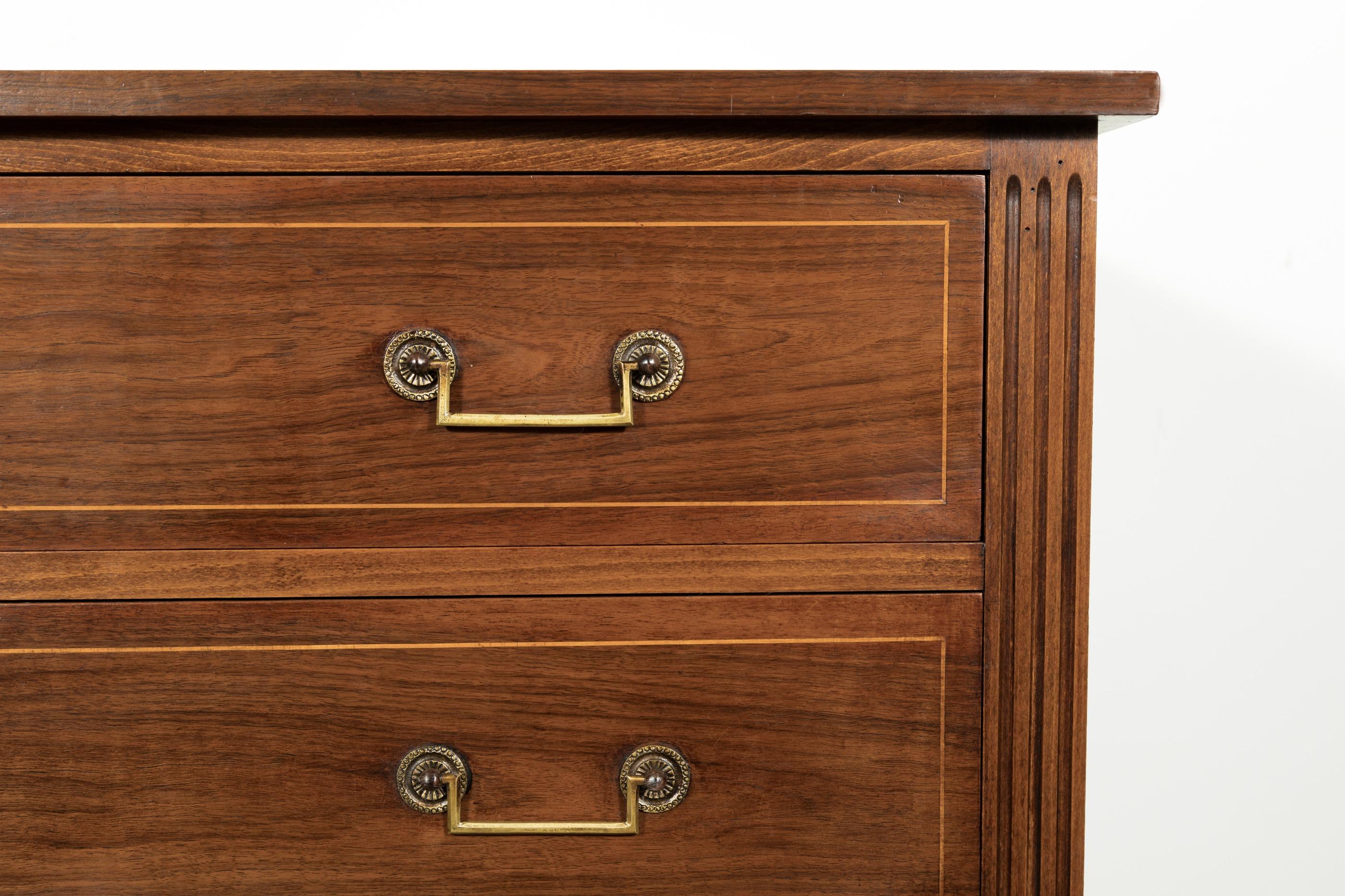 Early 20th Century Louis XVI Style Walnut and Fruitwood Parquetry Commode 2