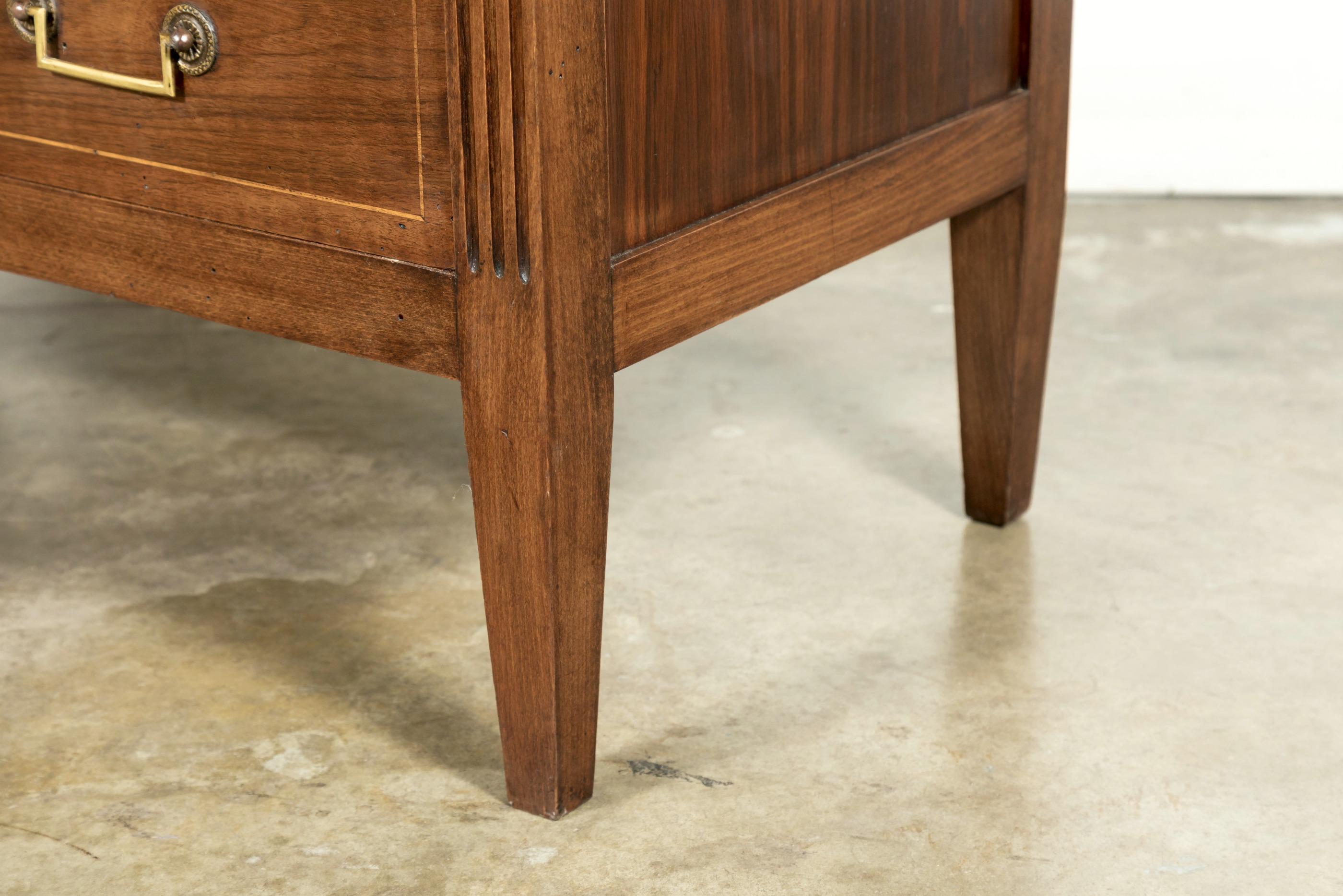 Early 20th Century Louis XVI Style Walnut and Fruitwood Parquetry Commode 5