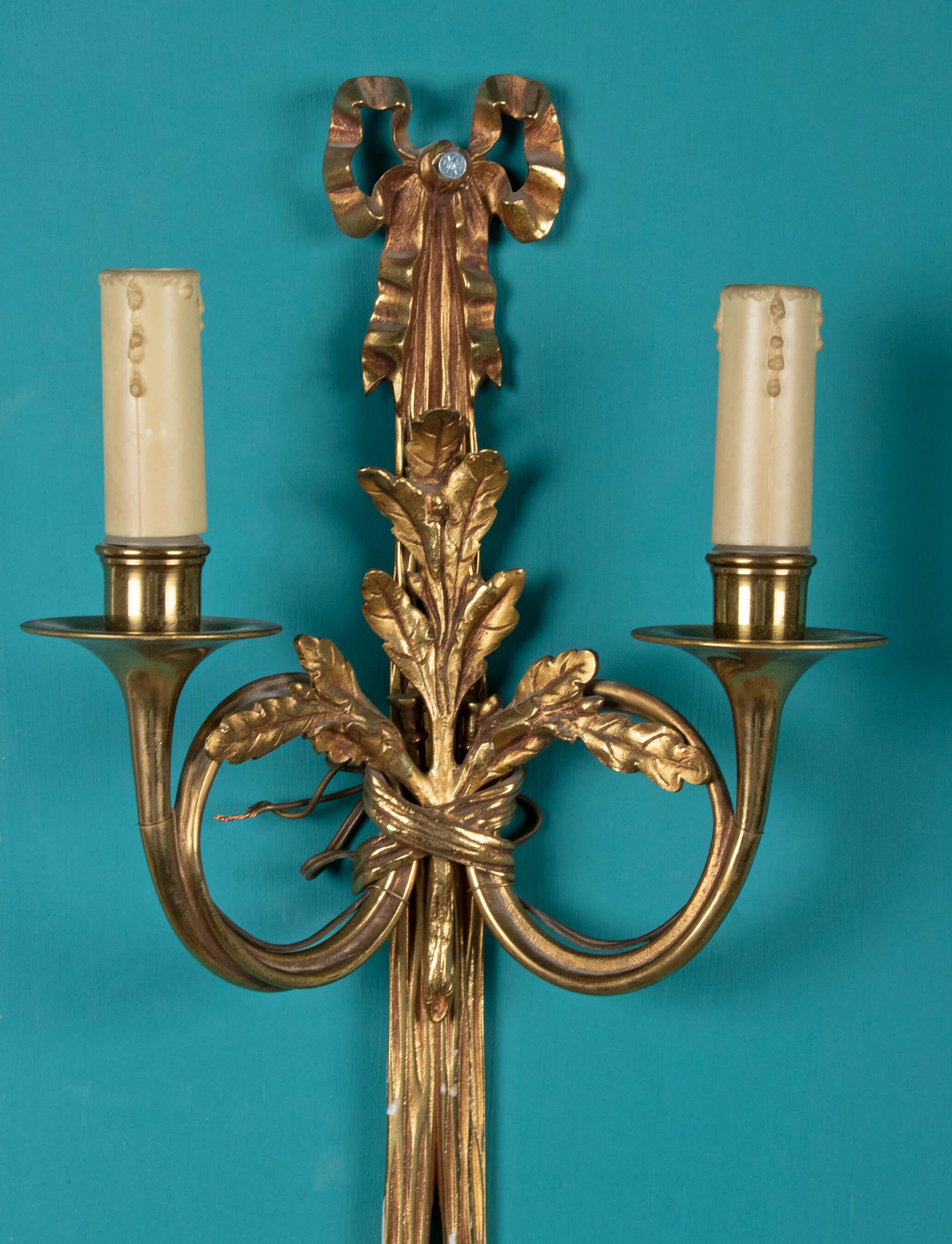 Early 20th Century Louis XVI Style Gilt Bronze Sconces 2