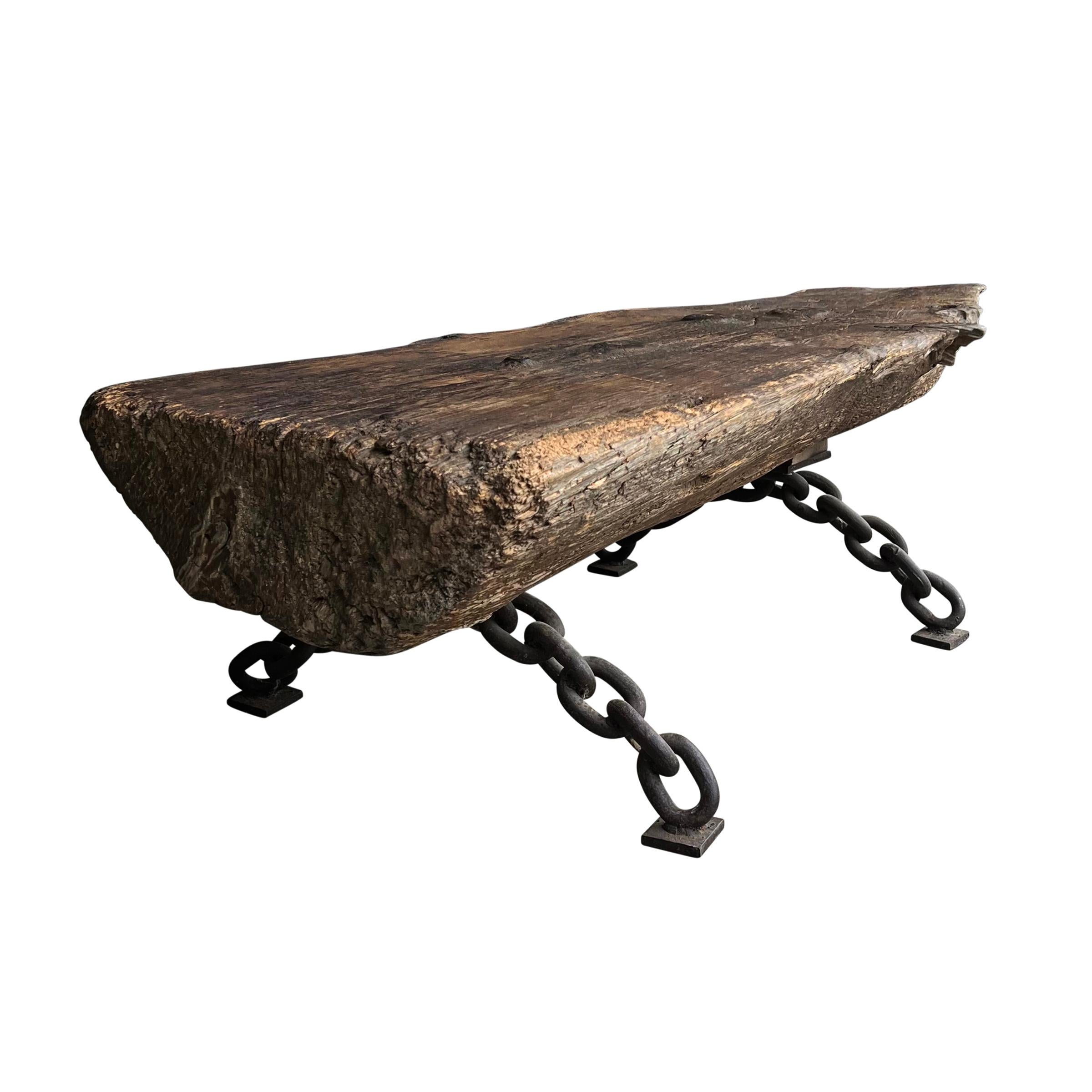 Early 20th Century Low Table with Chainlink Legs For Sale 1