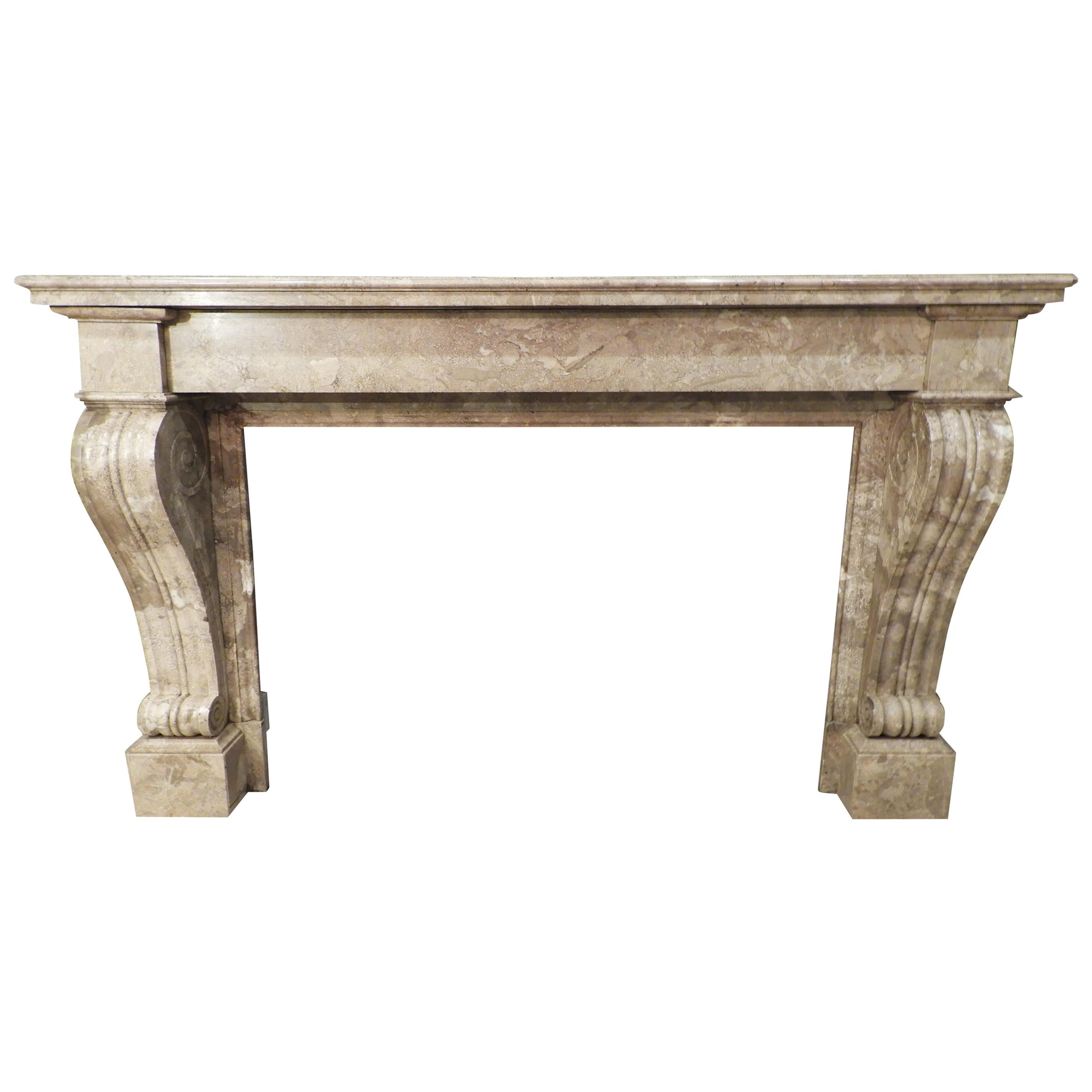 Early 20th Century Lunel Marble Belgian Fireplace Mantle For Sale