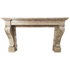 Early 20th Century Lunel Marble Belgian Fireplace Mantle