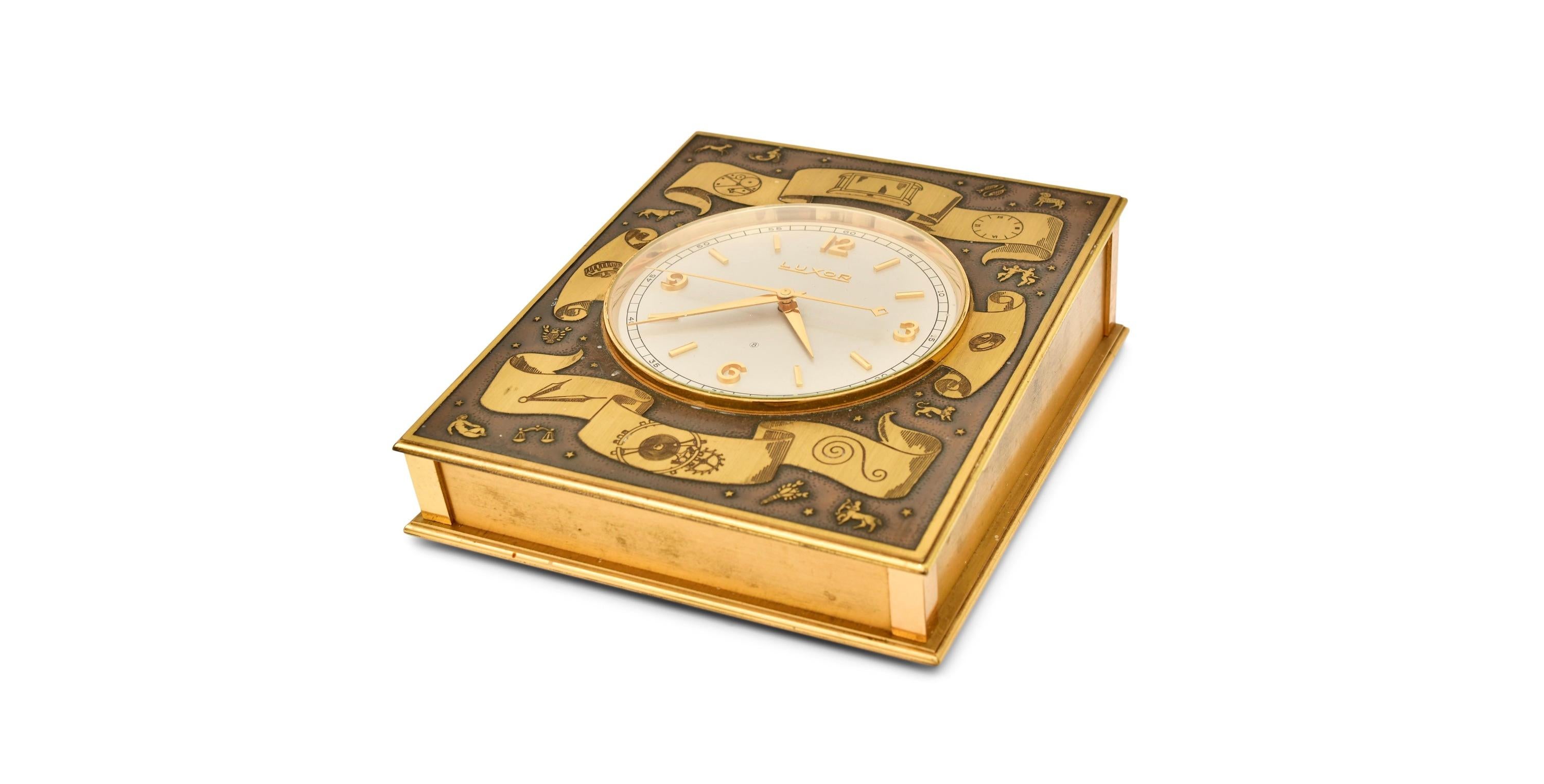 Early 20th Century Luxor Swiss Bronze Desk / Table Clock with 8-Day Movement For Sale 7