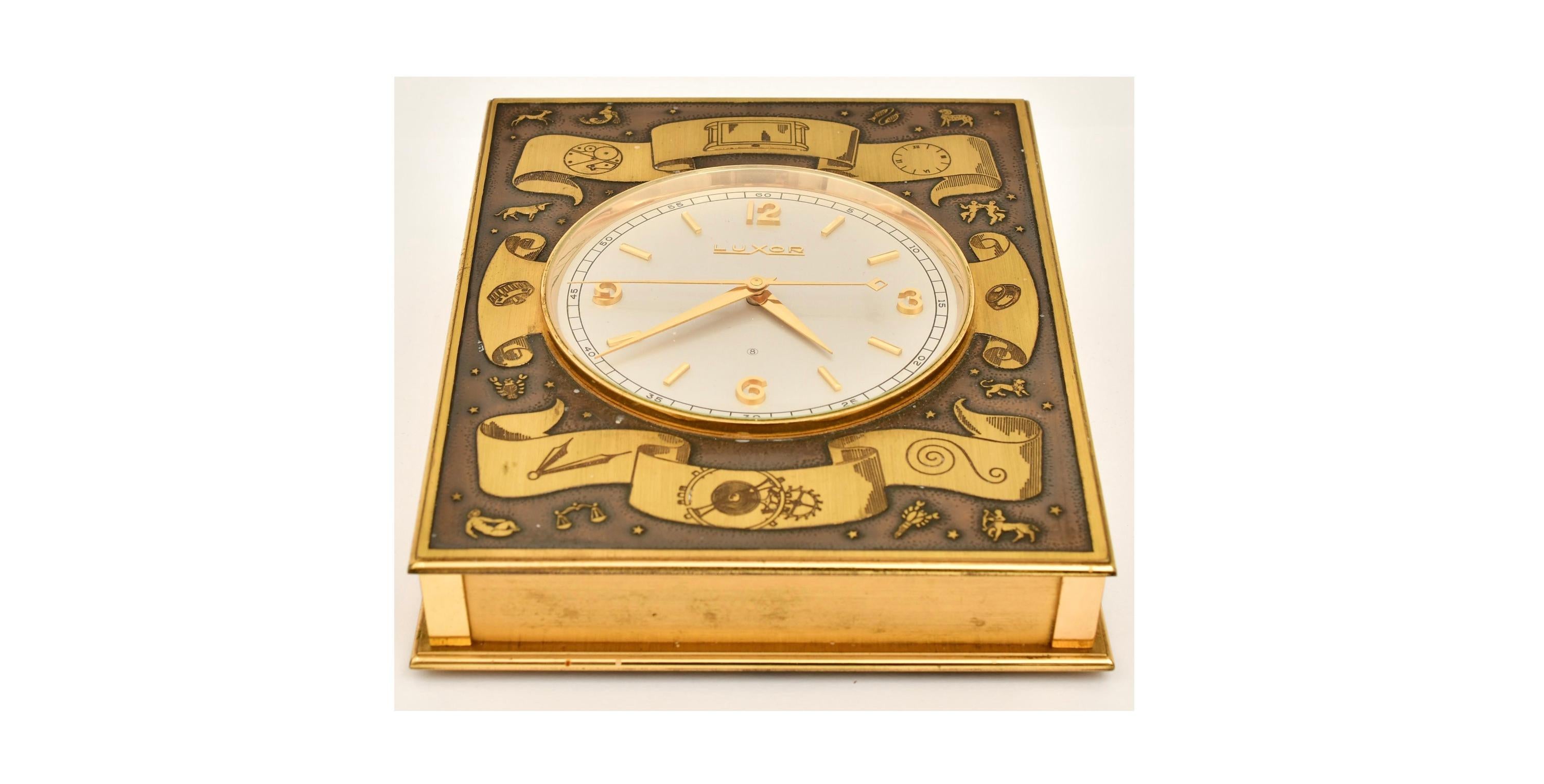 Early 20th Century Luxor Swiss Bronze Desk / Table Clock with 8-Day Movement For Sale 2