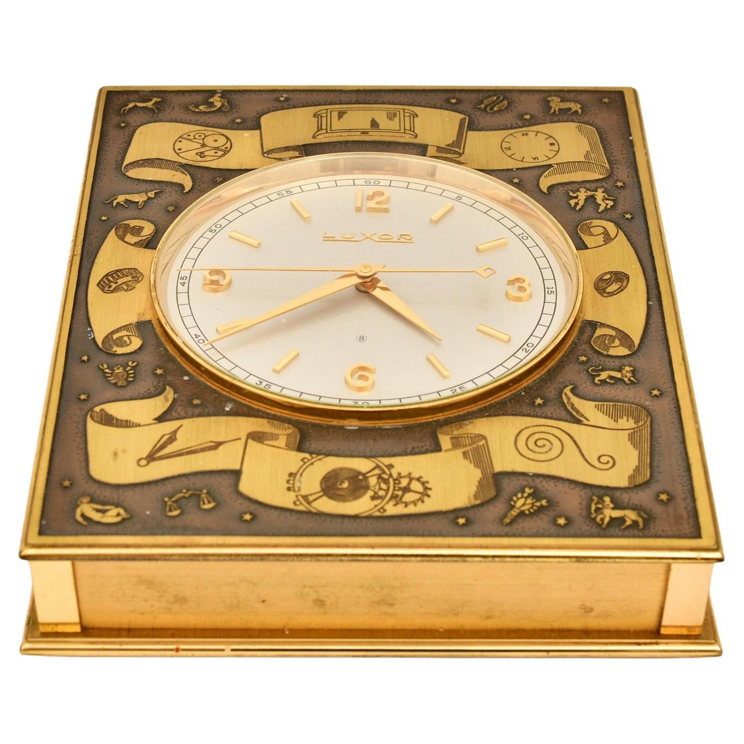 Early 20th Century Luxor Swiss Bronze Desk / Table Clock with 8-Day Movement For Sale