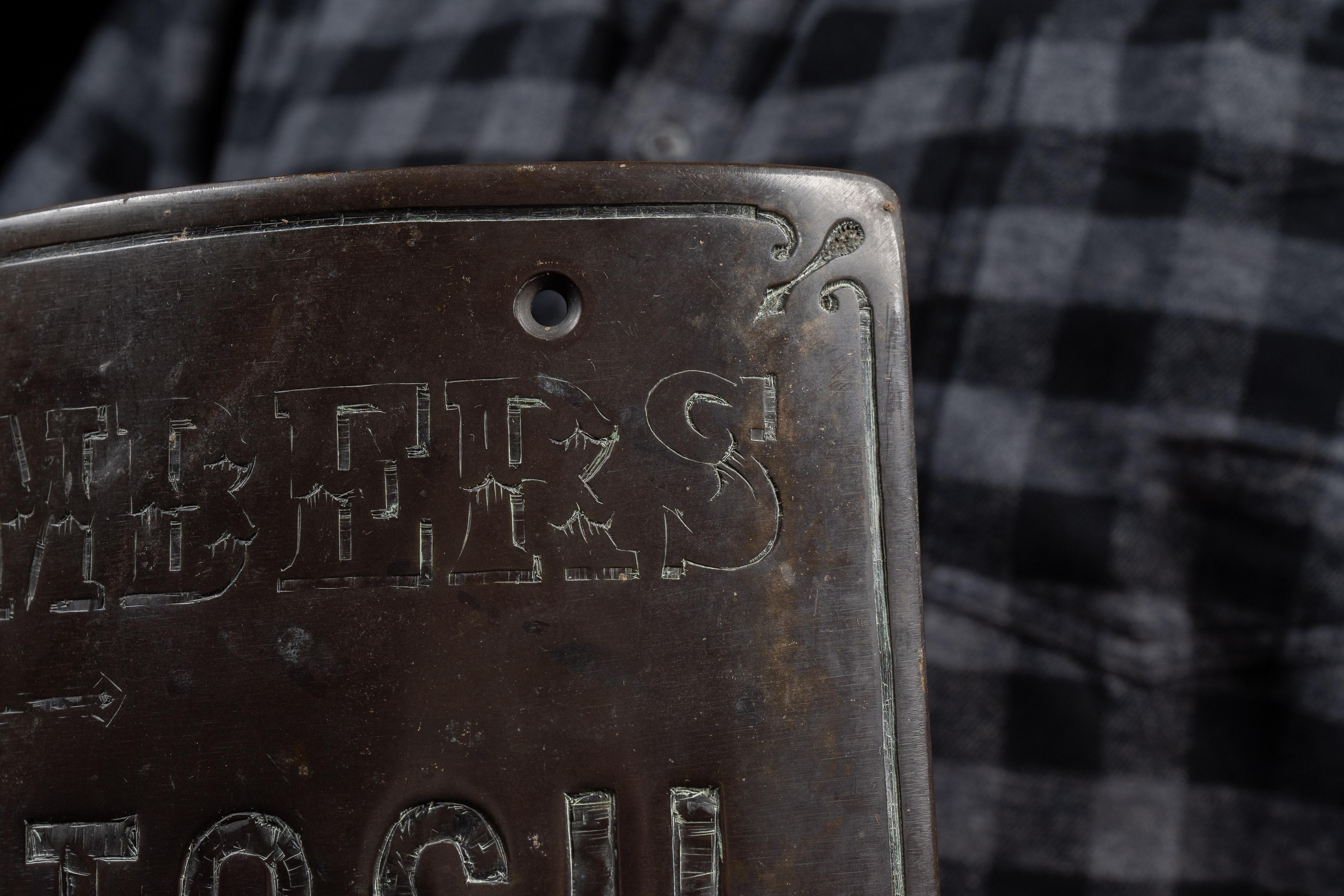 Early 20th Century Mackintosh Solicitors Rounded Bronze Sign For Sale 2