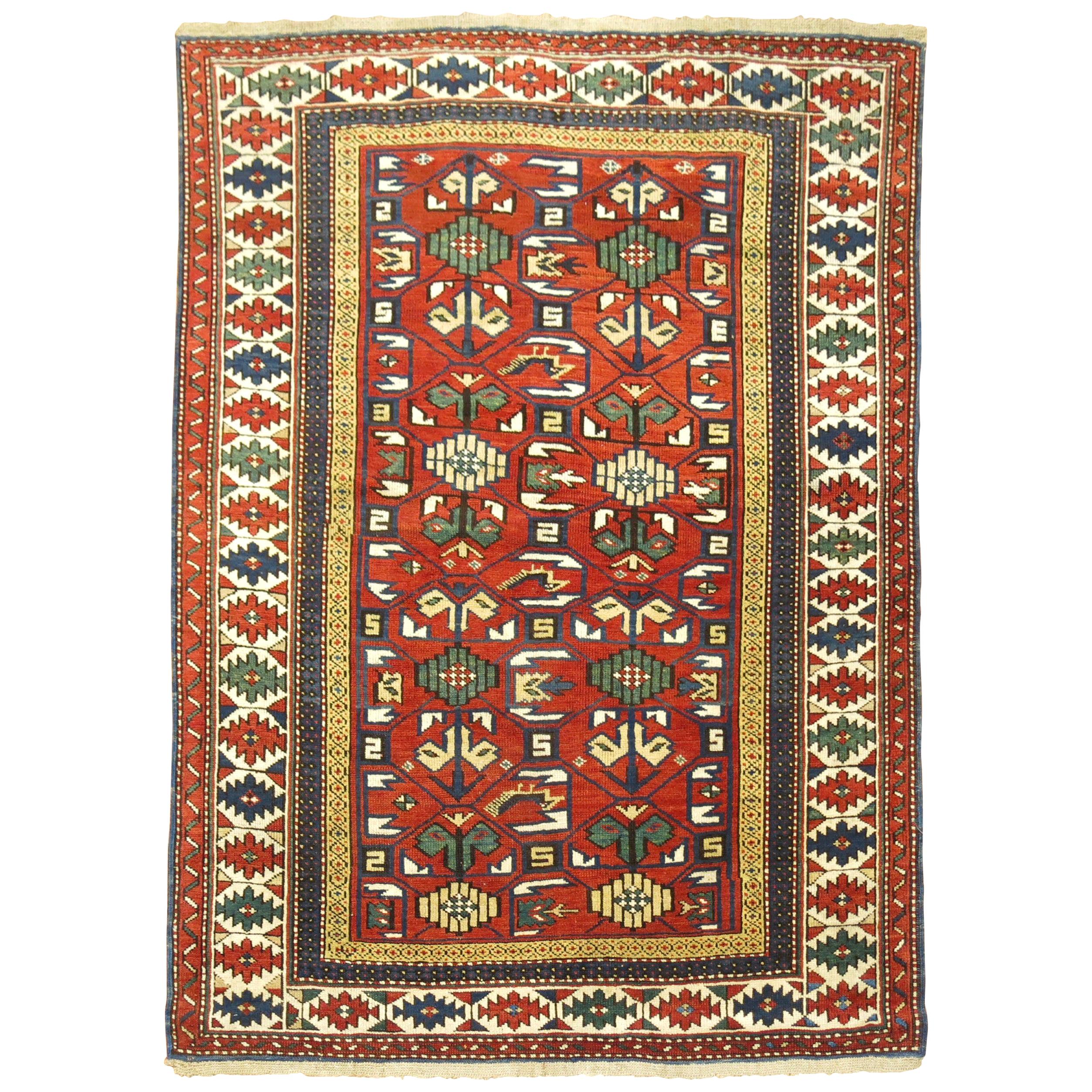 Early 20th Century Madder Red Antique Shirvan Caucasian Rug