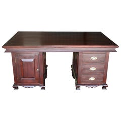 Early 20th Century Magnificent Custom Handcrafted Nedun Wood Desk        