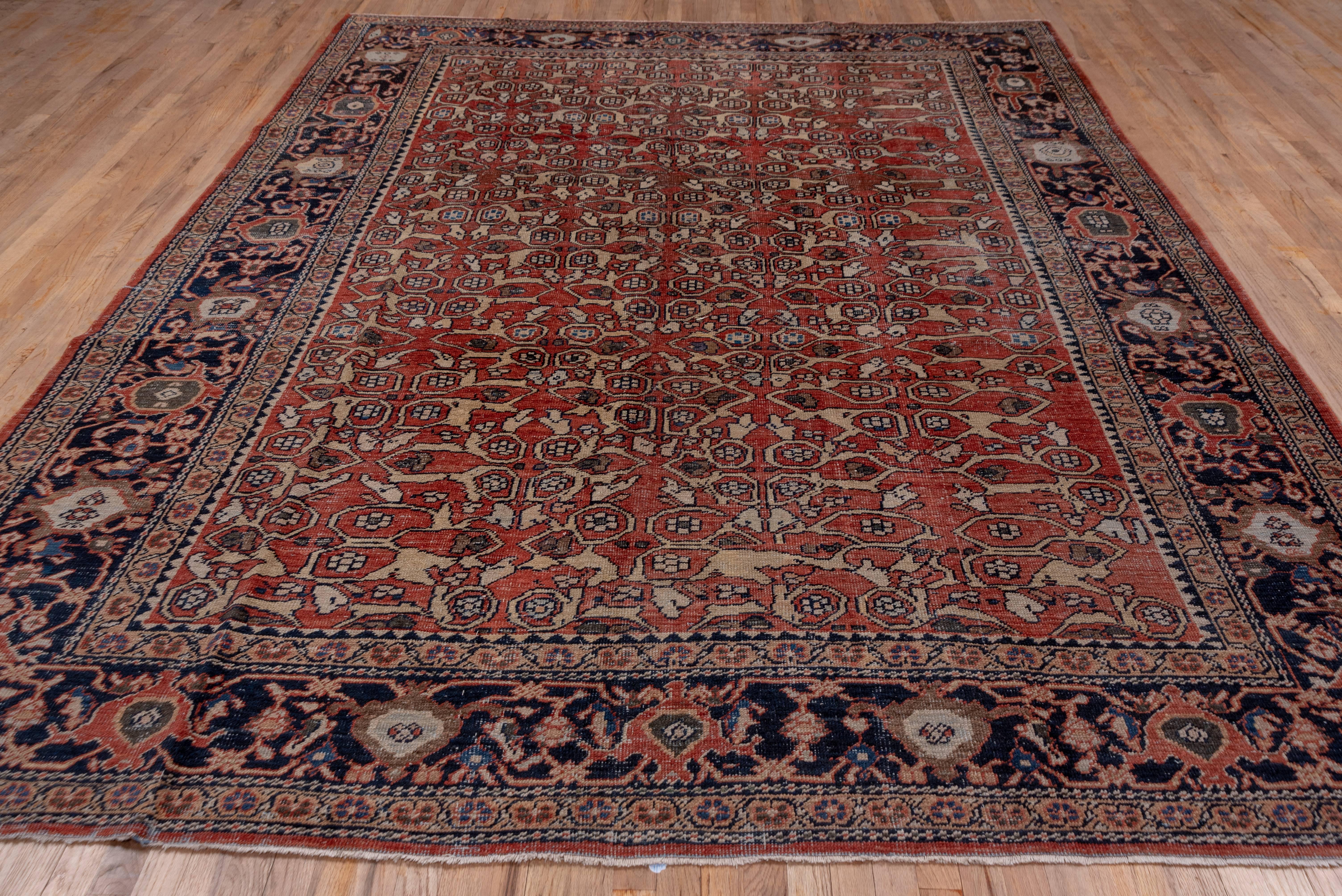 Tribal Antique Red Persian Mahal Carpet