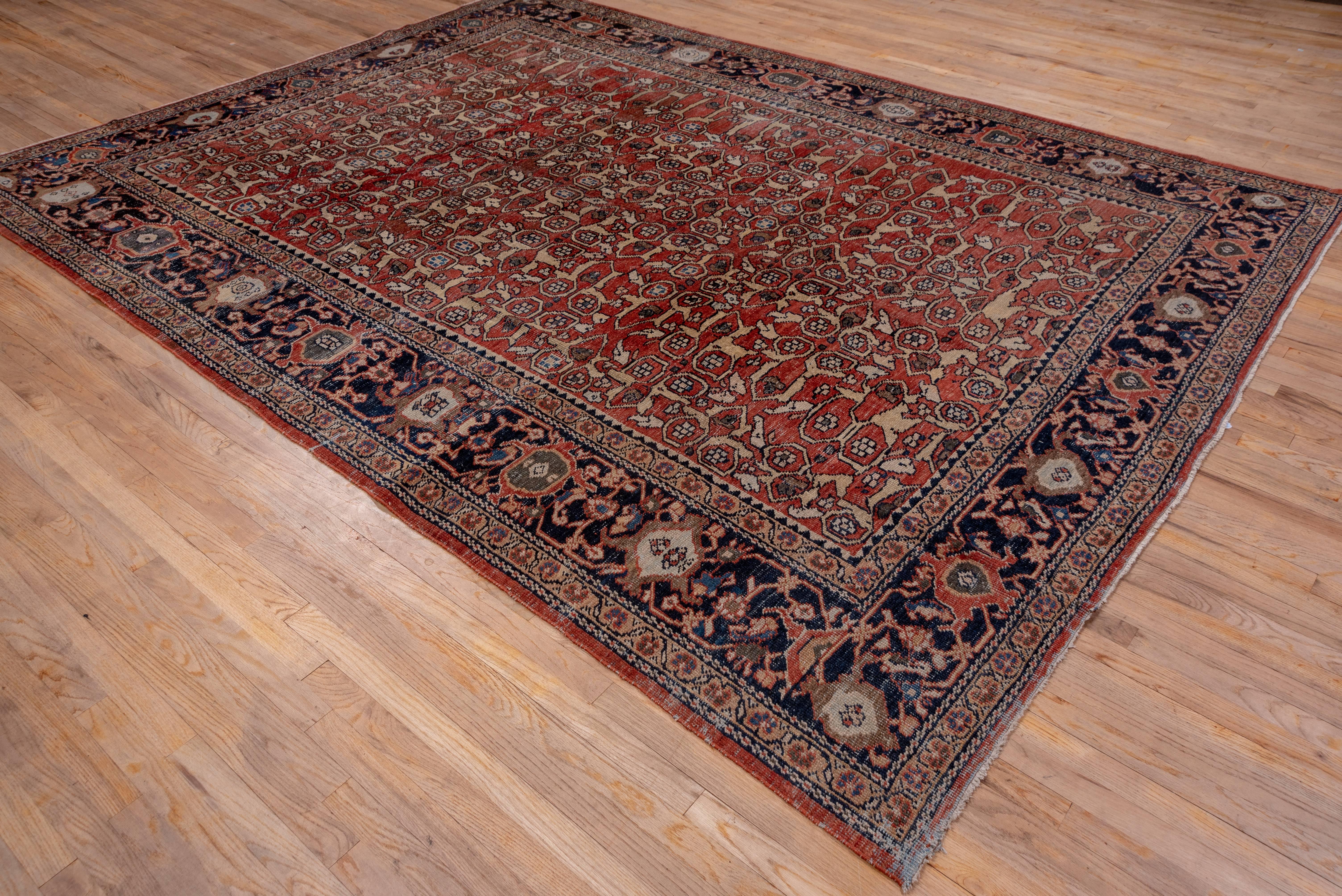 Antique Red Persian Mahal Carpet In Excellent Condition In New York, NY