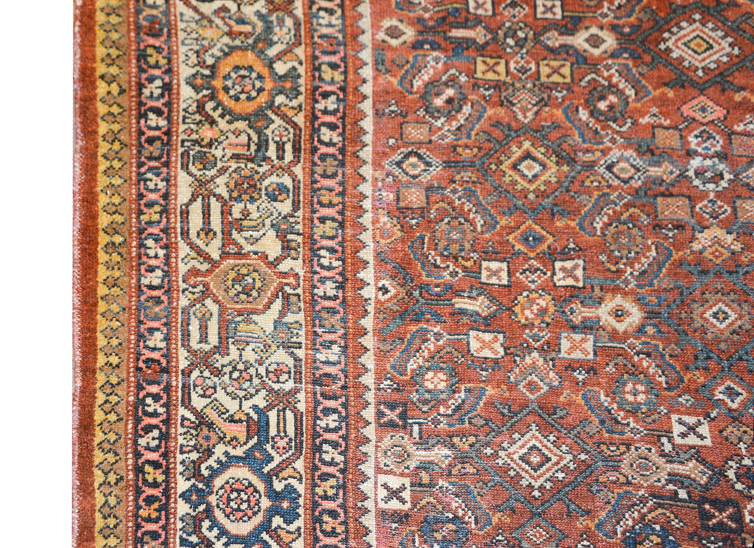 Hand-Knotted Early 20th Century Mahal Rug For Sale