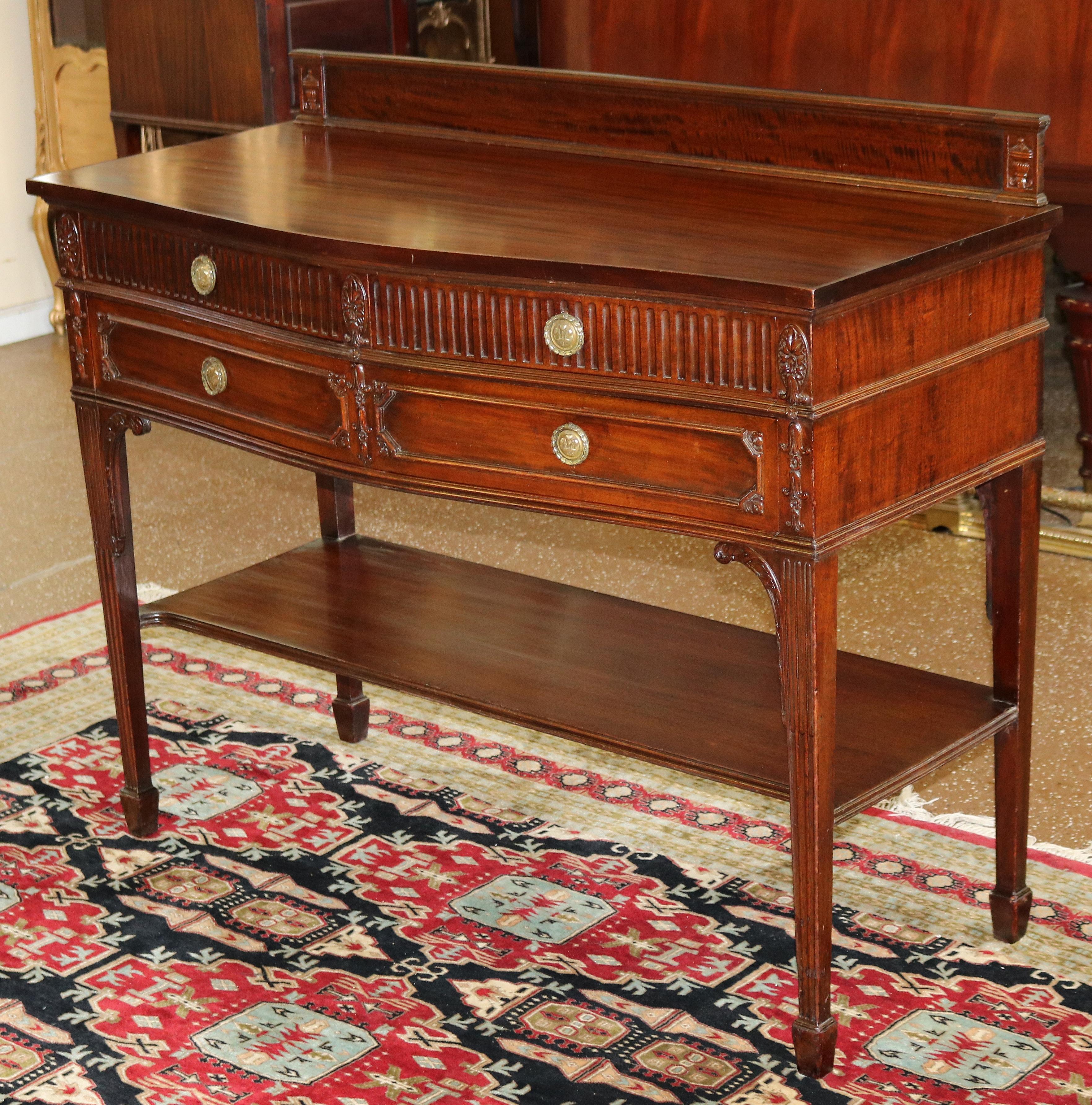Adam Style Early 20th Century Mahogany Adams Style Sideboard Server Buffet Made In Boston  For Sale