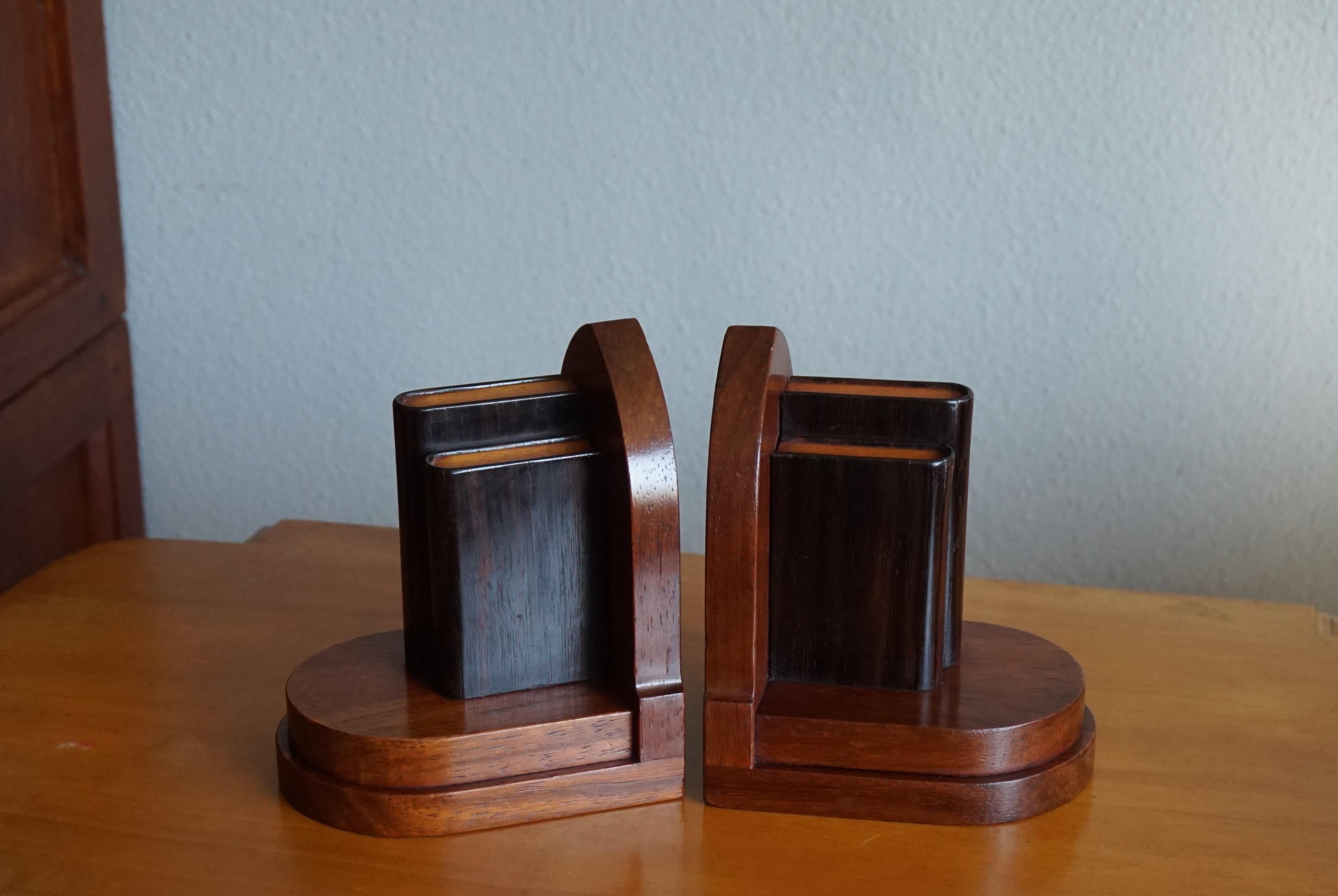 Early 20th Century Walnut and Coromandel Art Deco Bookends of Miniature Books 12