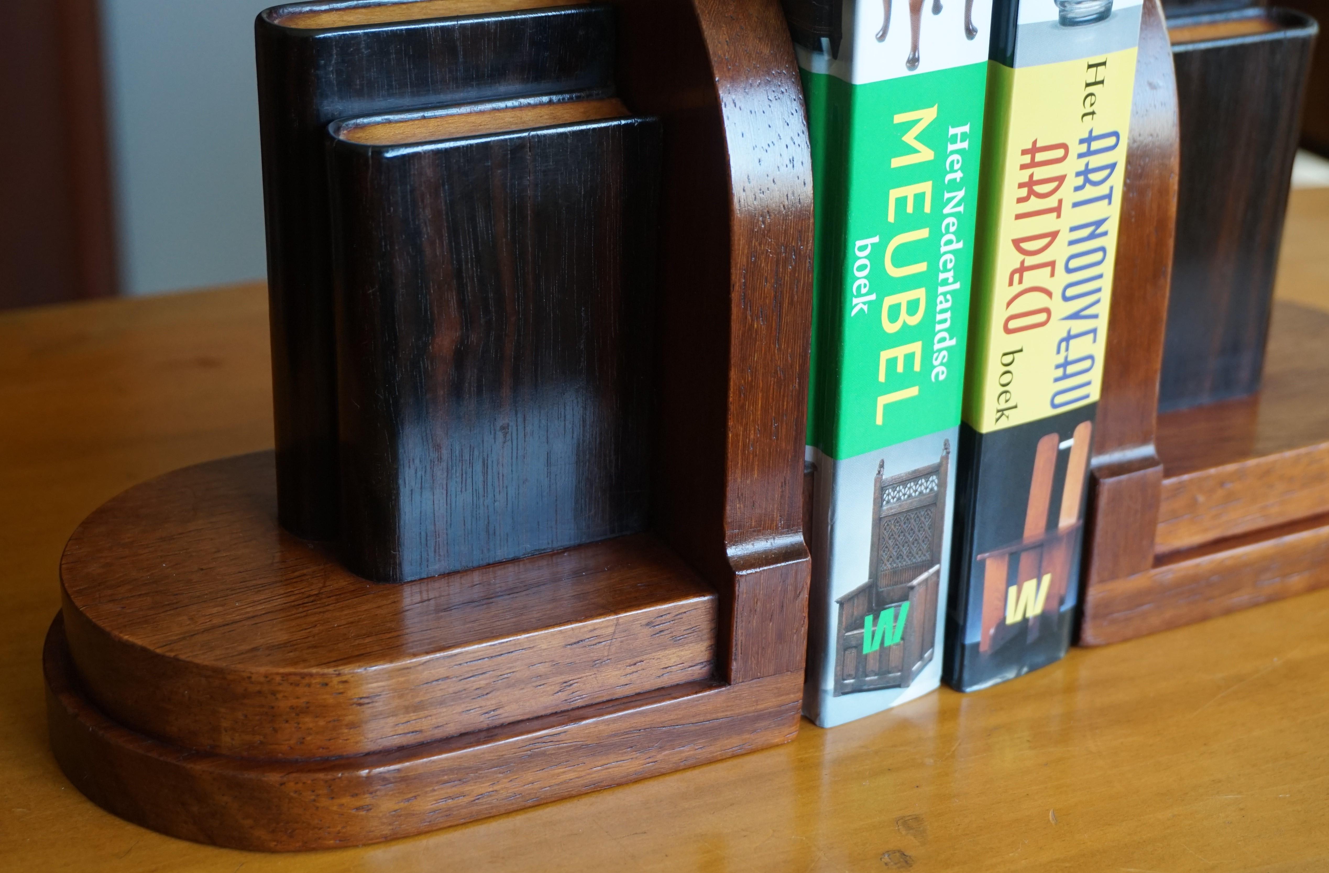 Early 20th Century Walnut and Coromandel Art Deco Bookends of Miniature Books In Excellent Condition In Lisse, NL