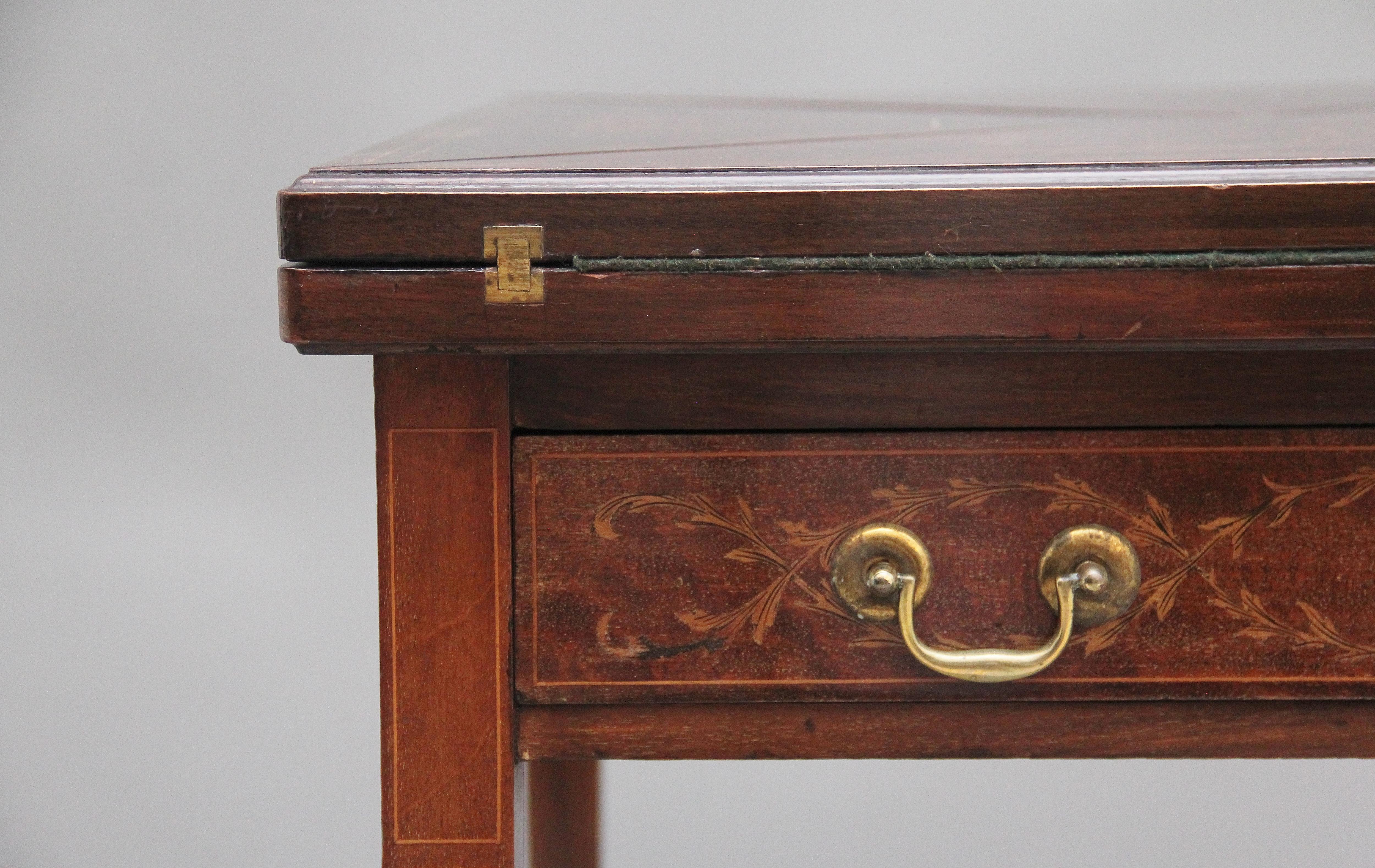 Early 20th Century mahogany and inlaid card table For Sale 5
