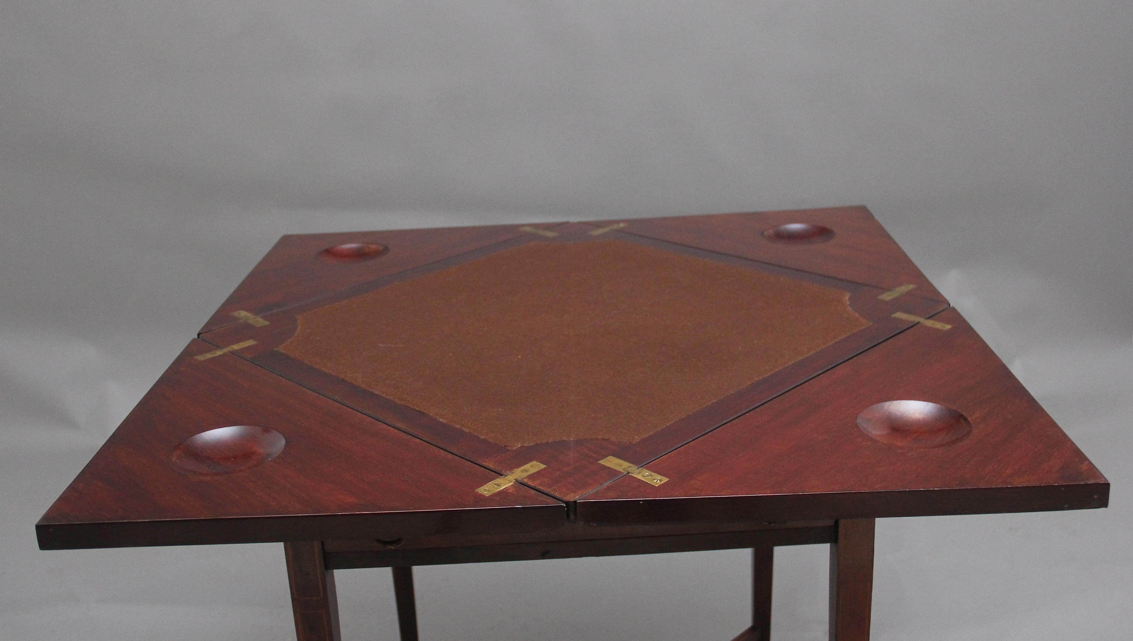 Early 20th Century mahogany and inlaid card table For Sale 8